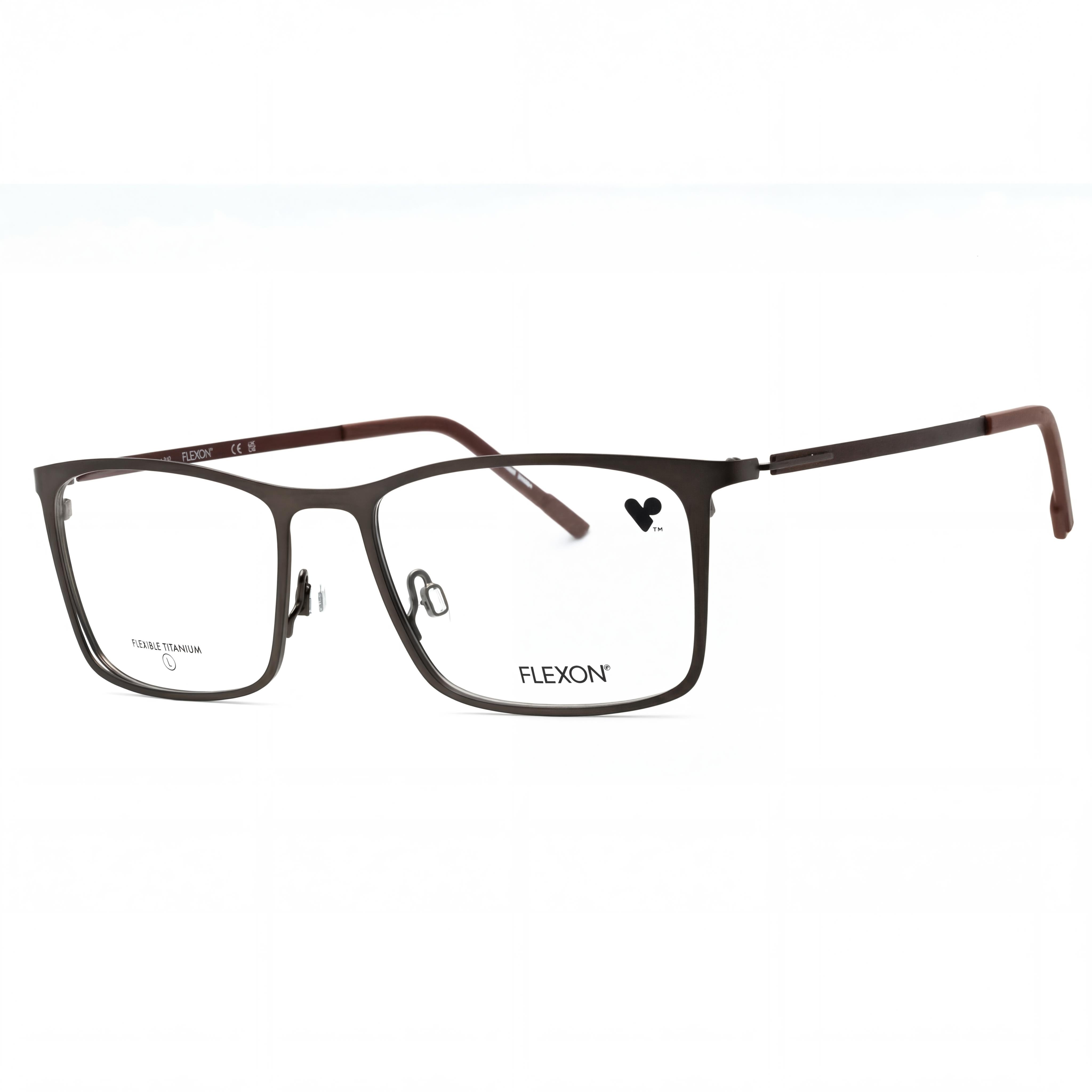 Flexon Men's Matte Gunmetal Sepia Optical Frames, featuring Clear Demo Lenses, ready for Custom Prescription Lenses, Photo 1
