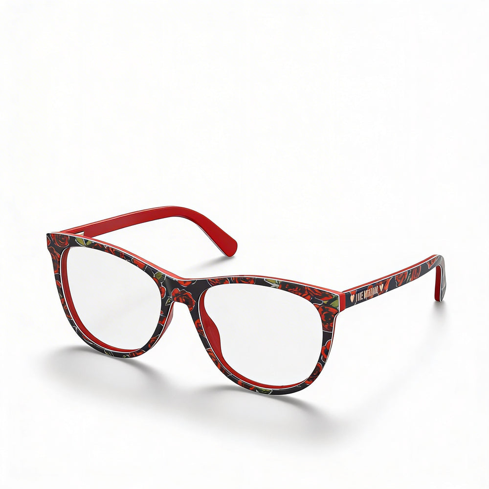 Love Moschino Mol524 Gafas para mujer de acetato con patrón rojo atrevido y vibrante y lentes de policarbonato 53-16-145mm