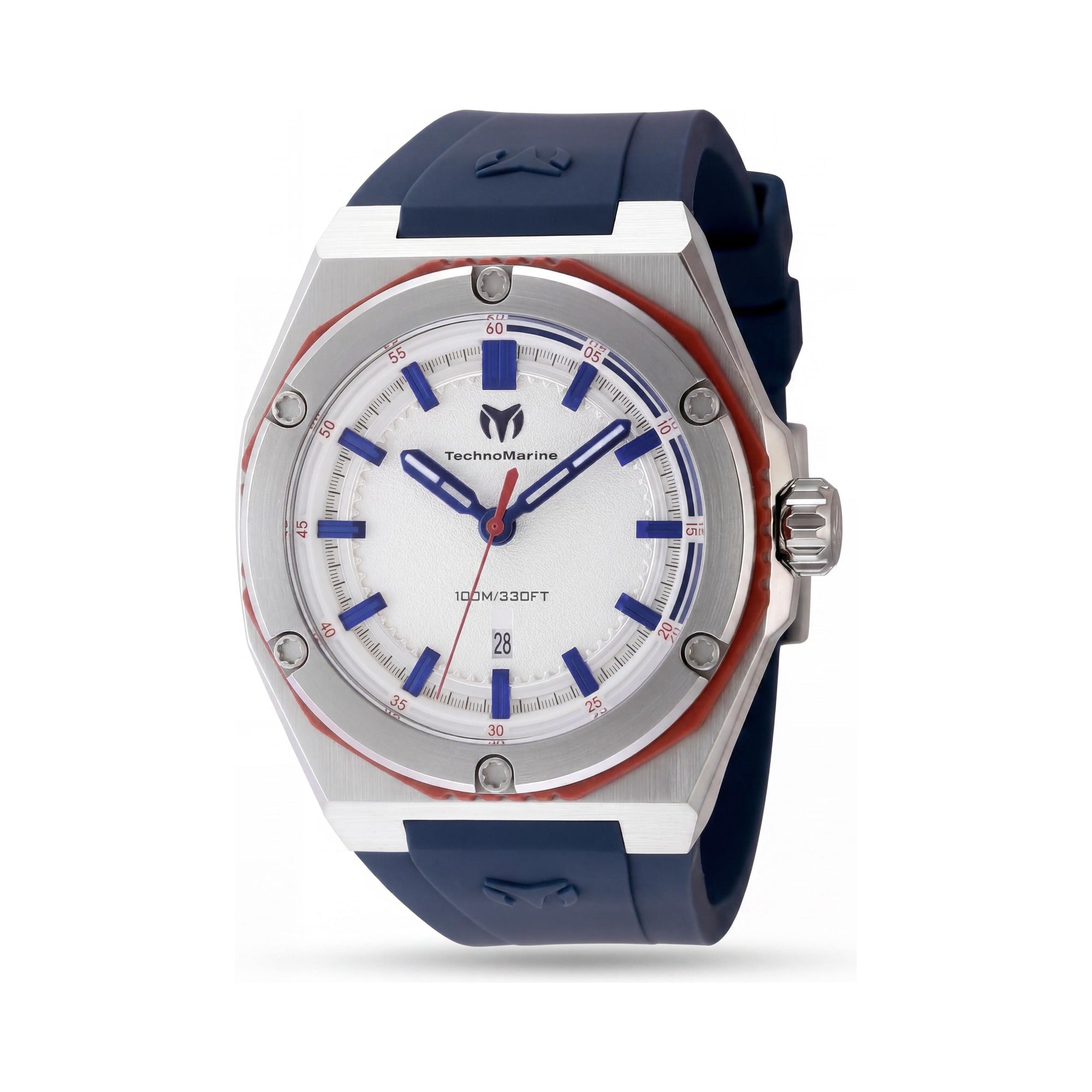 TechnoMarine CORAL - Legacy TM-416091 Unisex Silver Dial Silicone Strap Quartz Movement 10 ATM Water Resistant 45mm Watch, Photo 1