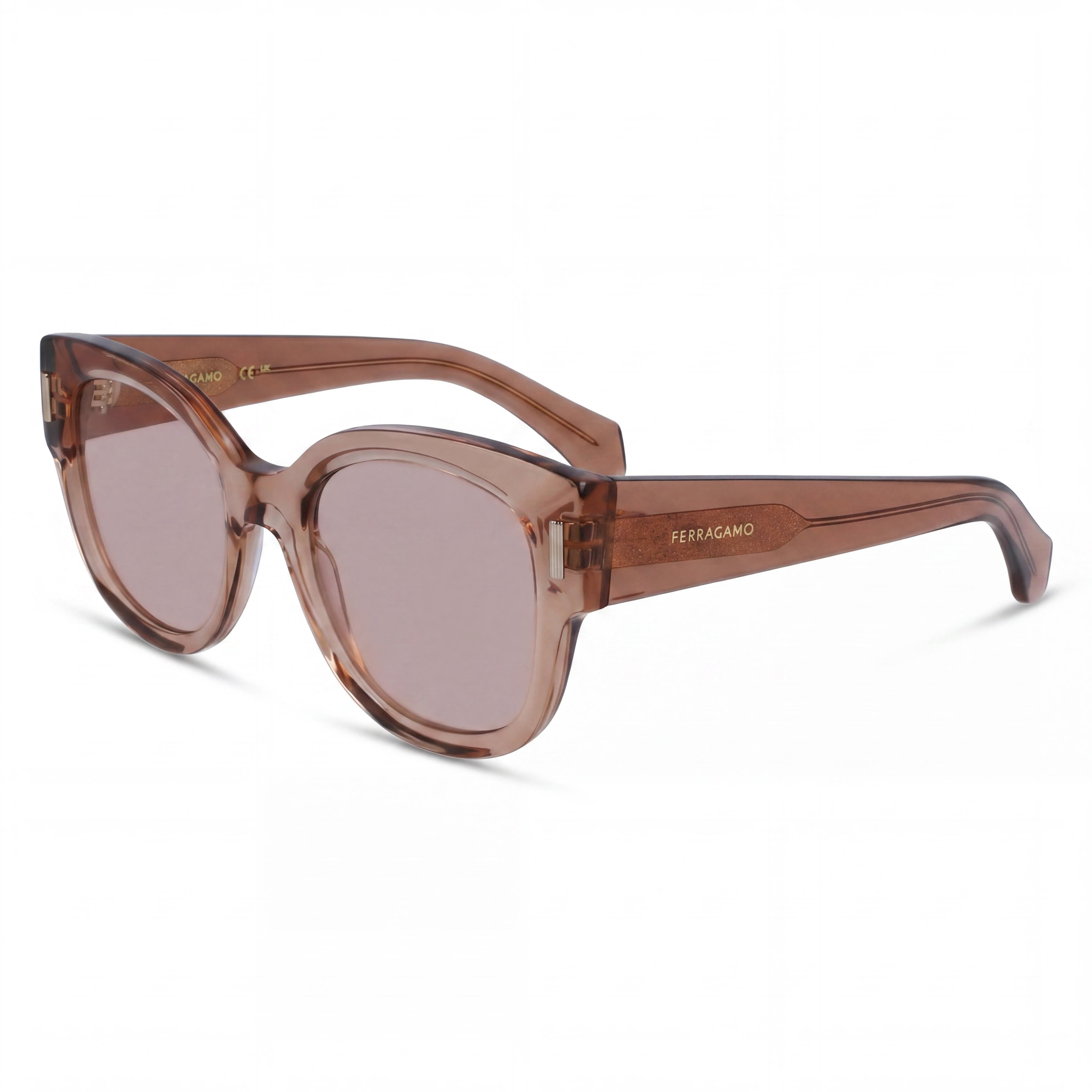 Salvatore Ferragamo Sf2007s Women's Transparent Nude Pink Acetate UV Protection Sunglasses 51mm, Photo 1