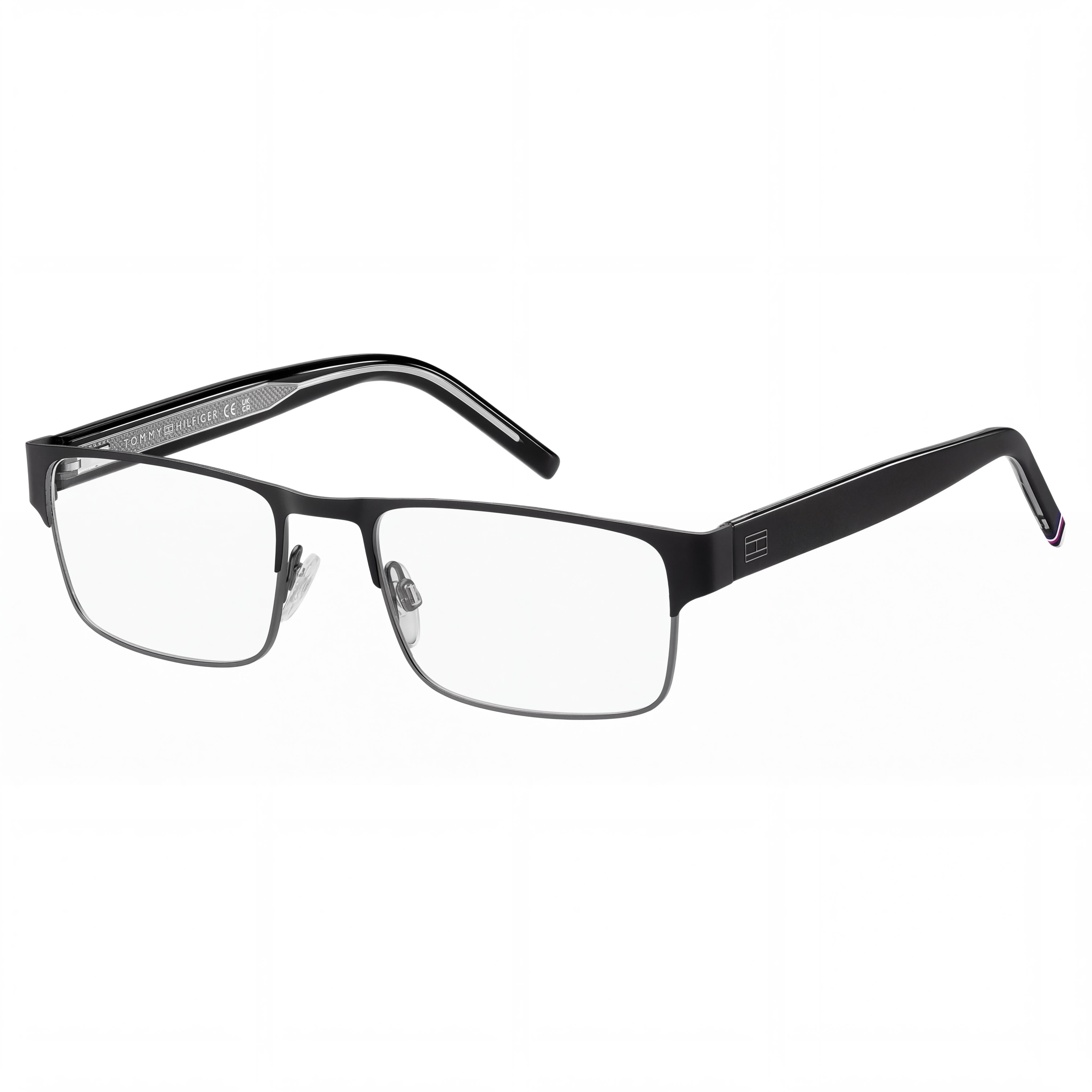 Tommy Hilfiger TH 2074 Gafas de hombre casuales de acero inoxidable, negro mate y dorado 55/19/145, Photo 1