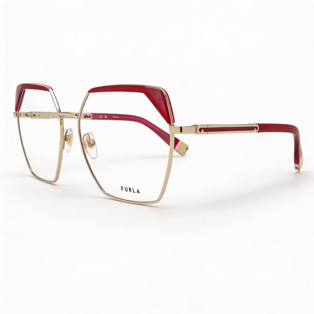 Furla Modern Men's Metal Frame Sunglasses in Oro Chiaro Lucido with matching lenses, 55mm lens width