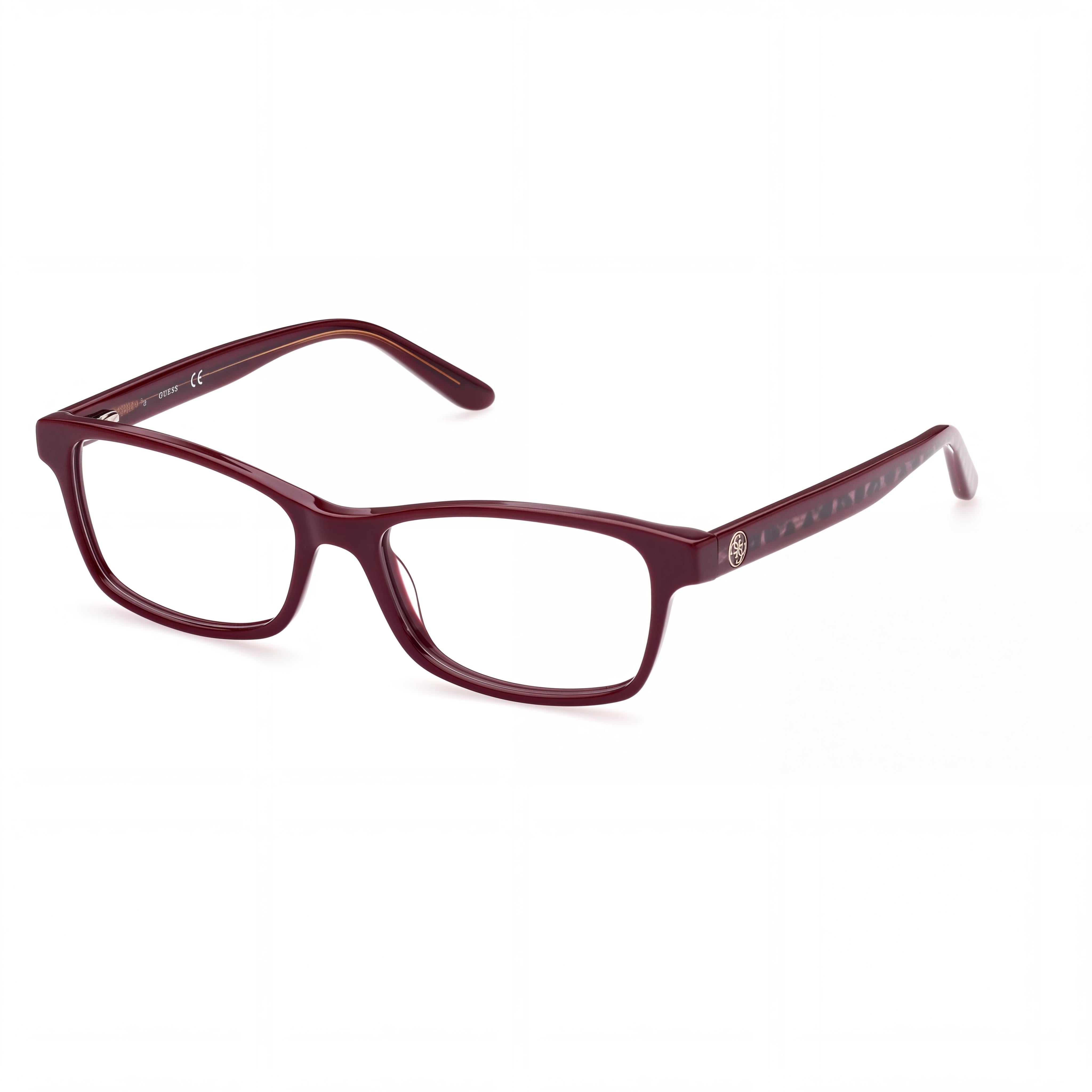 GUESS Gu2874 Women's Rectangular Full Rim Eyeglasses with Plastic Frame in Bordeaux Animal (53mm), Photo 1