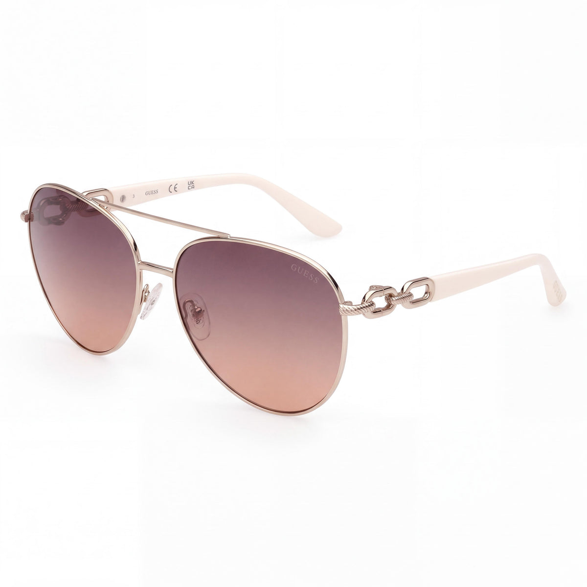 Gafas de sol de hombre GUESS Modern con montura de metal oro pálido y cristales degradados humo, protección UV, 61mm, Photo 1