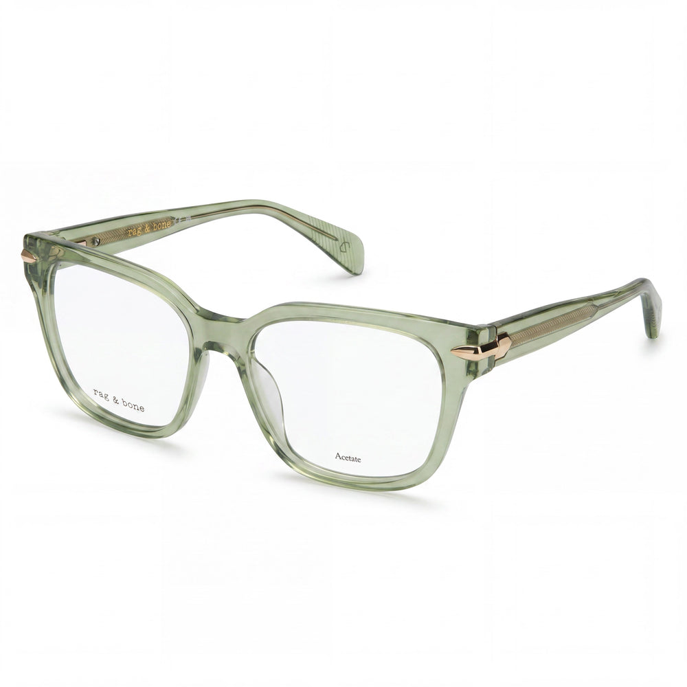 Rag & Bone Casual. Gafas de Acetato Verdes para Mujer con Ancho de Lente de 55 mm, Ancho de Puente de 17 mm, Longitud de Patilla de 140 mm