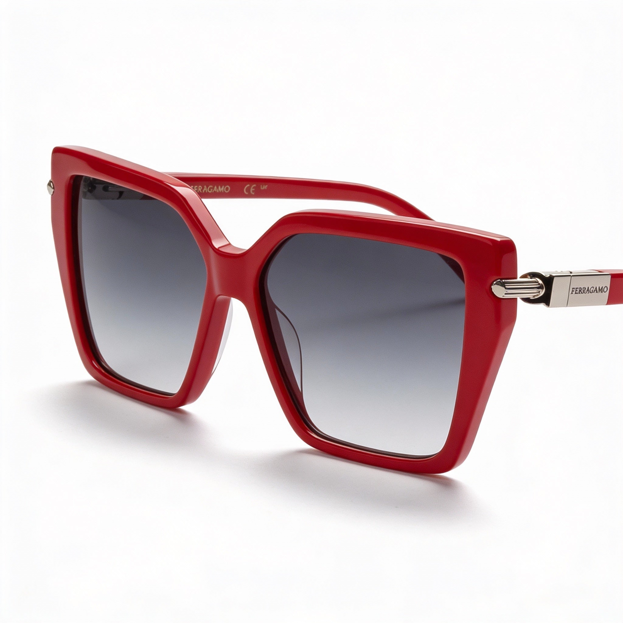 Salvatore Ferragamo Sf1106s Unisex Red Acetate Frame Polycarbonate Lens UV Protection Sunglasses 57mm