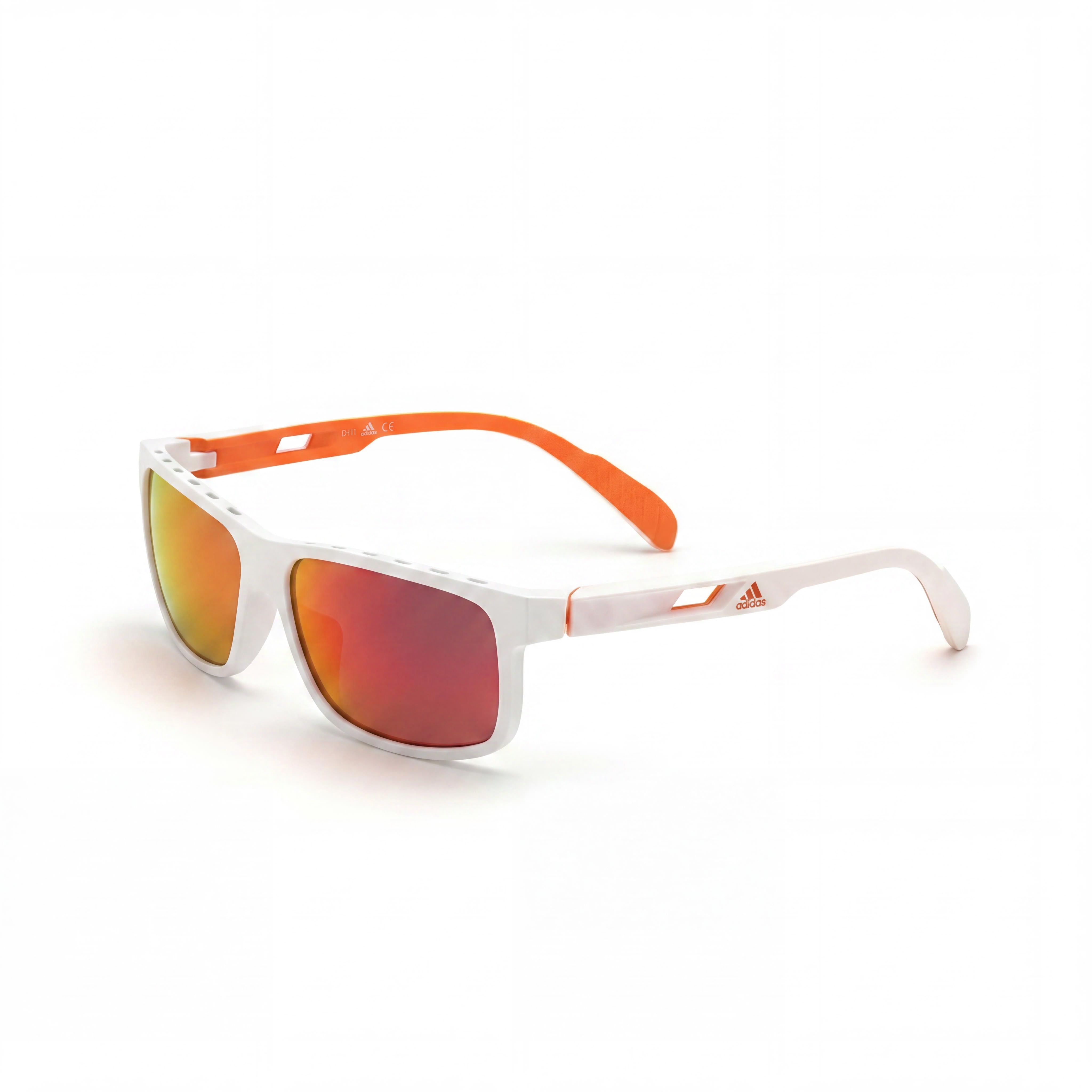 adidas Contemporary Men's White Plastic Frame Red Mirror 100% UV Protection Sunglasses 58mm, Photo 1