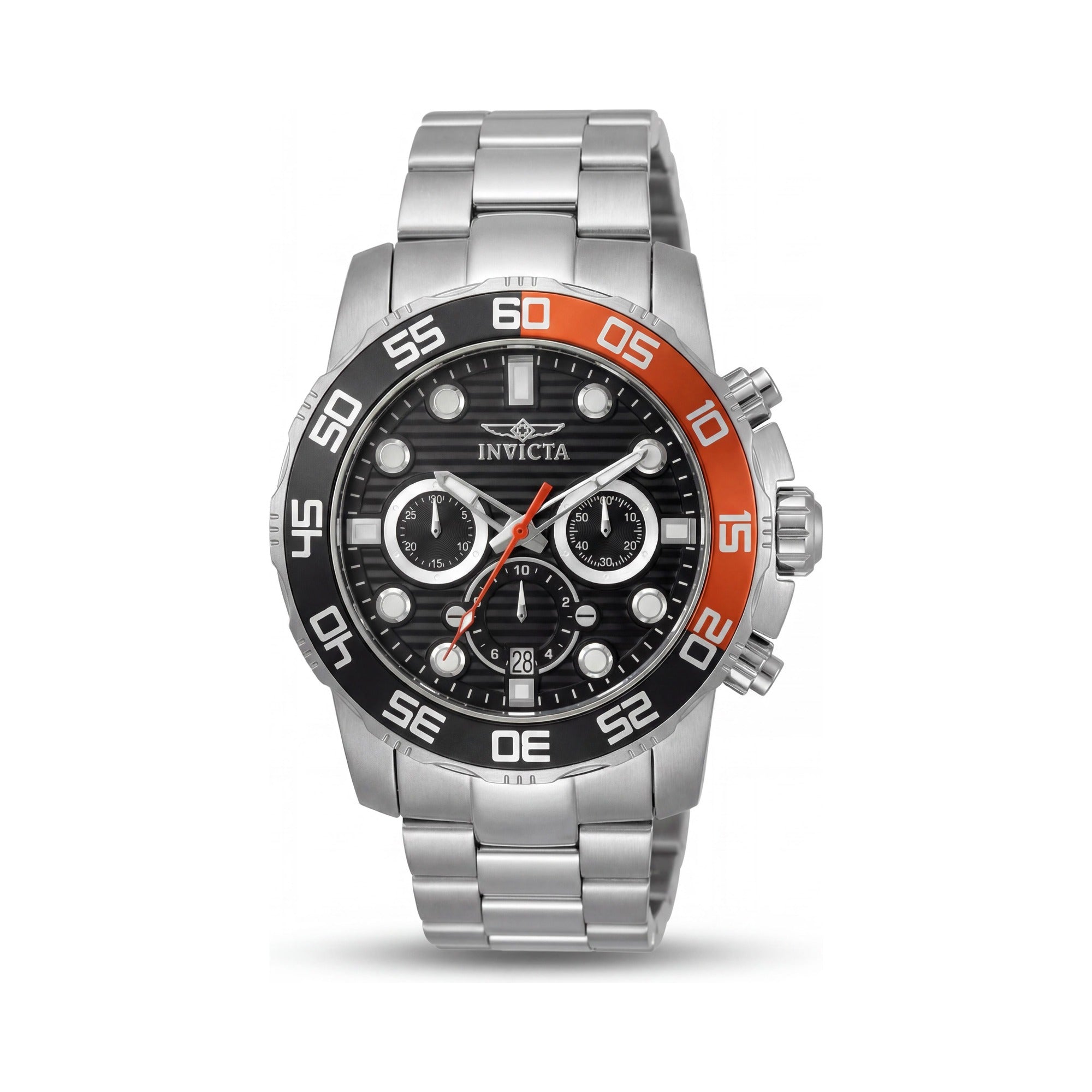 Invicta Men's Pro Diver Chronograph 100m Water Resistant Stainless Steel Watch Black Dial Date, Photo 1