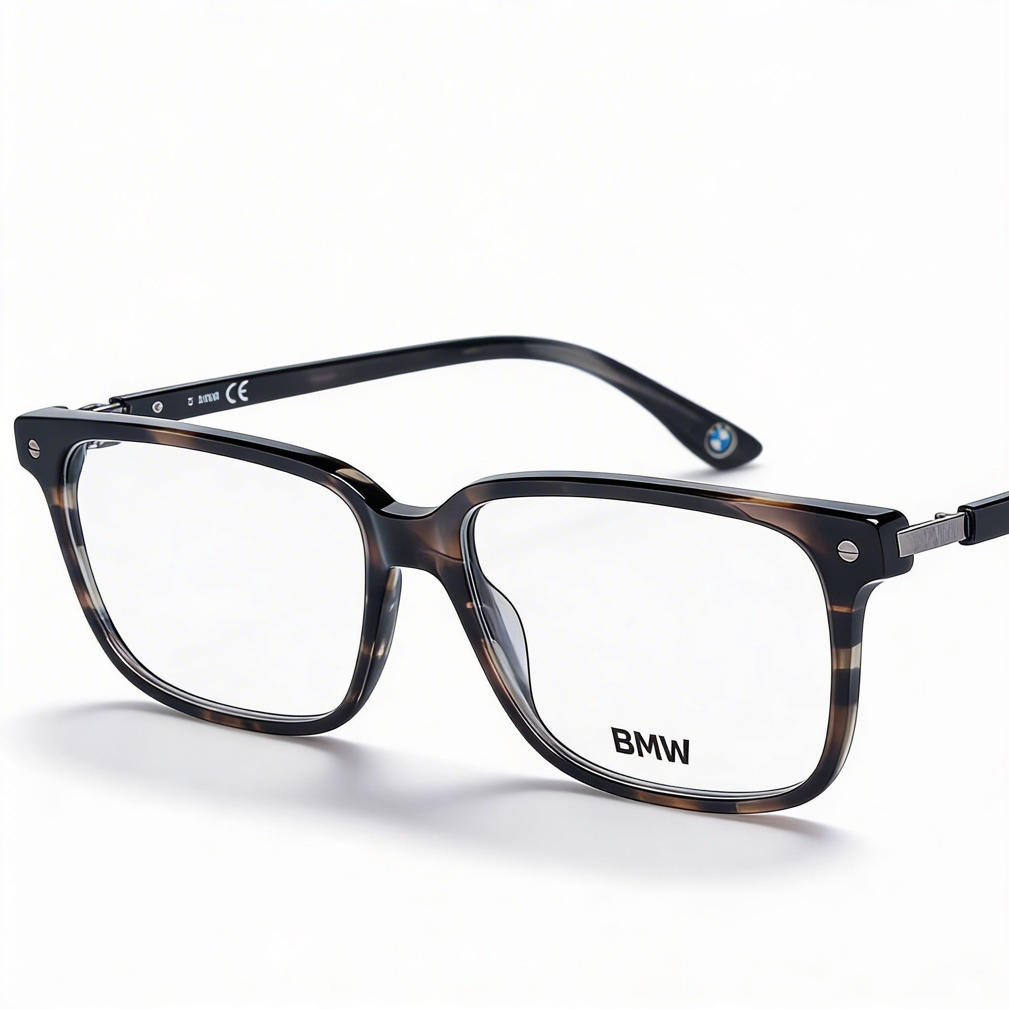 BMW Casual Collection Men's Gray Plastic Full-Rim Rectangle Eyeglasses with Transparent Lenses, Size 56-15-145mm, Photo 2