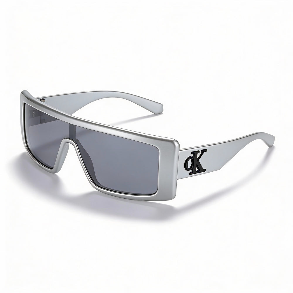 Gafas de sol unisex Calvin Klein Ckj23655s de plástico plateado, gris sólido, plateadas, con protección UV TRITAN RENEW, no polarizadas, de 57 mm