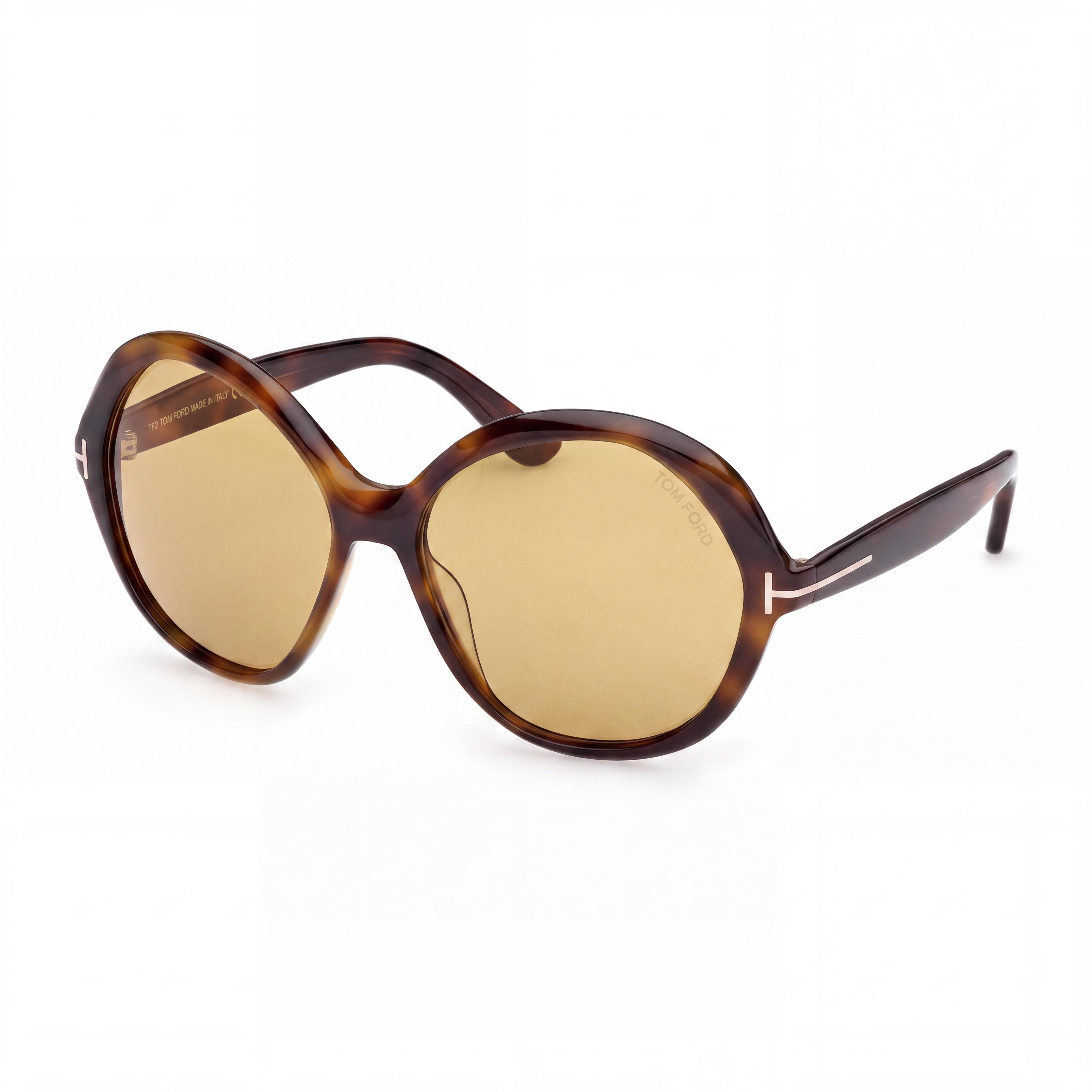 Tom Ford FT 1282 Classic Unisex Eyewear with Dark Havana Plastic Frame, Non-Polarized Multicolor Polycarbonate Lenses, 60mm, Photo 1