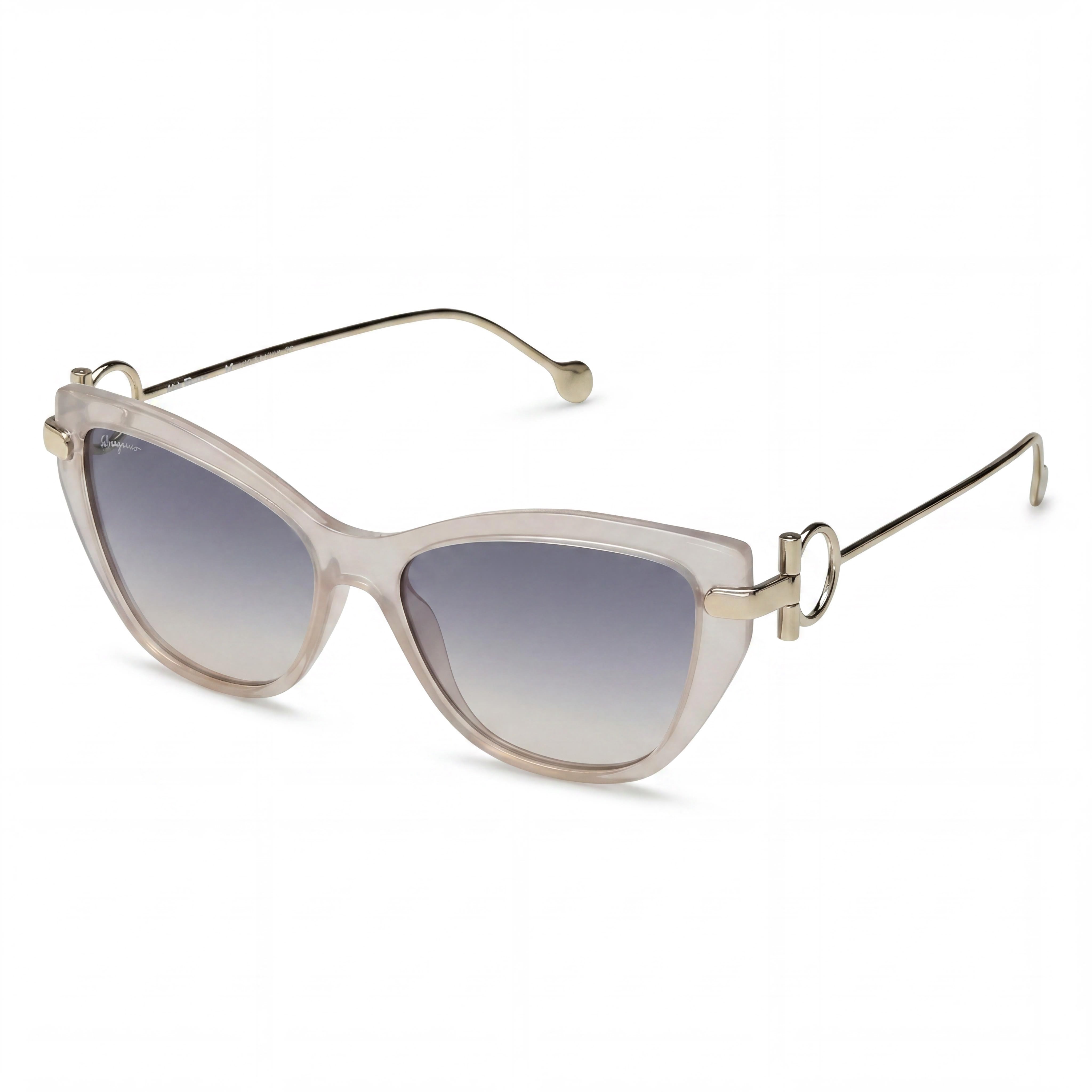 Gafas de sol Salvatore Ferragamo SF928S para mujer, estilo ojo de gato, color nude, dorado, de plástico, con degradado azul y protección UV, 55-15-140 mm, Photo 1
