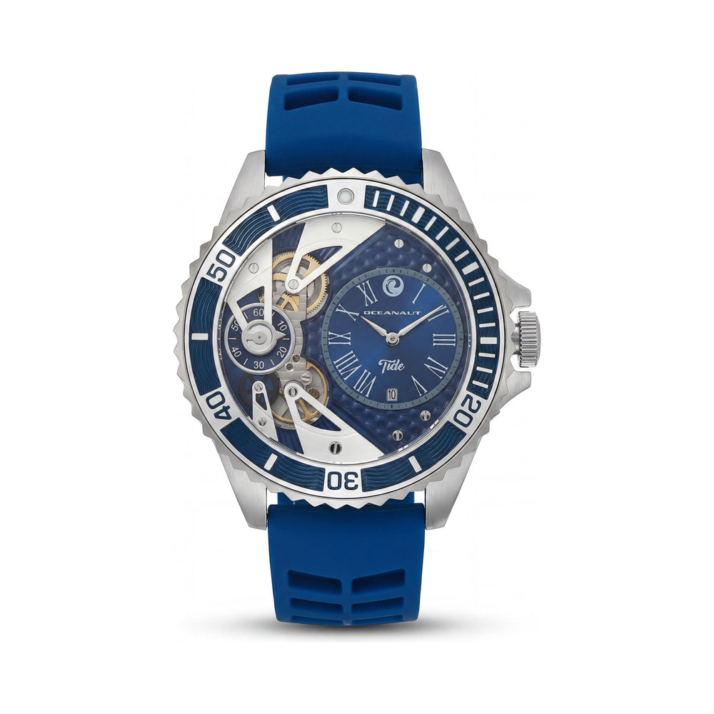 Reloj Oceanaut para hombre con movimiento de cuarzo, esfera azul, fecha, resistente al agua y mineral resistente a arañazos.