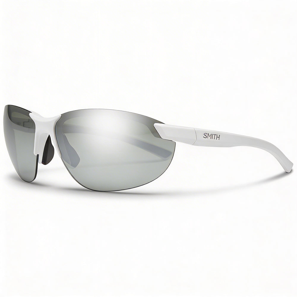 SMITH Parallel 2 Carbonic Polarized Sunglasses, Matte White Polyamide, Platinum Mirror Lenses, Unisex 71mm UV Protected