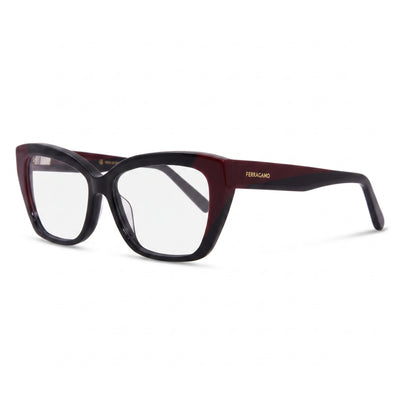 Ferragamo SF2938N Unisex Acetate Frame Optical Eyeglasses in Black/Burgundy Color, Size 53mm