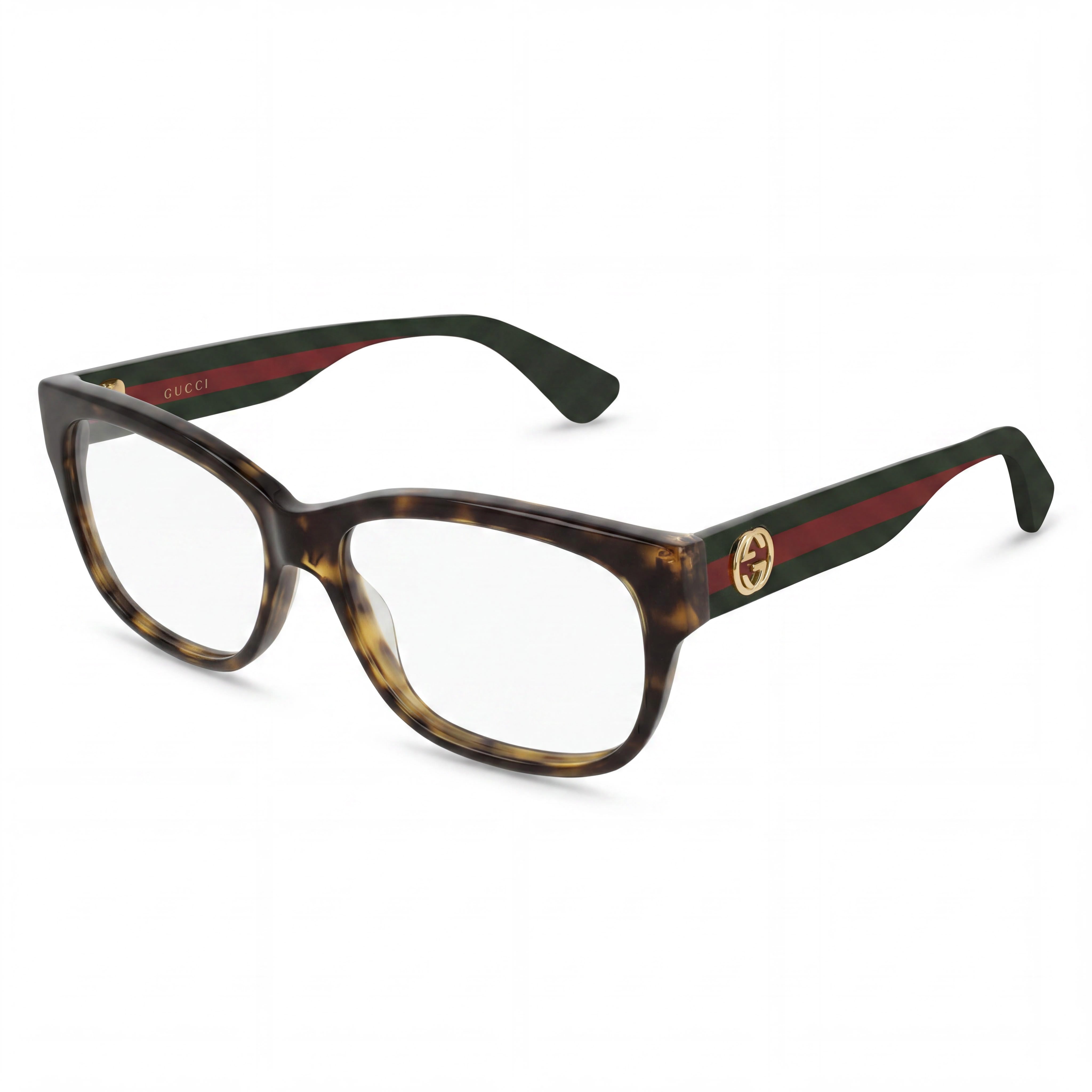 Gucci Gg0278o-012 Montura de gafas rectangular para mujer, de plástico, color Habana oscuro - Verde oscuro, 55-15-145 mm, Photo 1