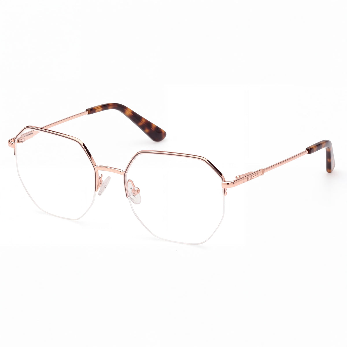 GUESS Gu2935 Montura Óptica Metálica Oro Rosa Brillante para Mujer con Lentes de Policarbonato Oro Rosa Brillante 49-18-140, Photo 1
