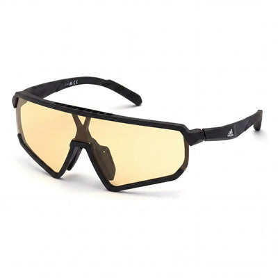 adidas Contemporaneo Sunglasses for Men Matte Black Plastic Shield Yellow Grey UV Protection 59
