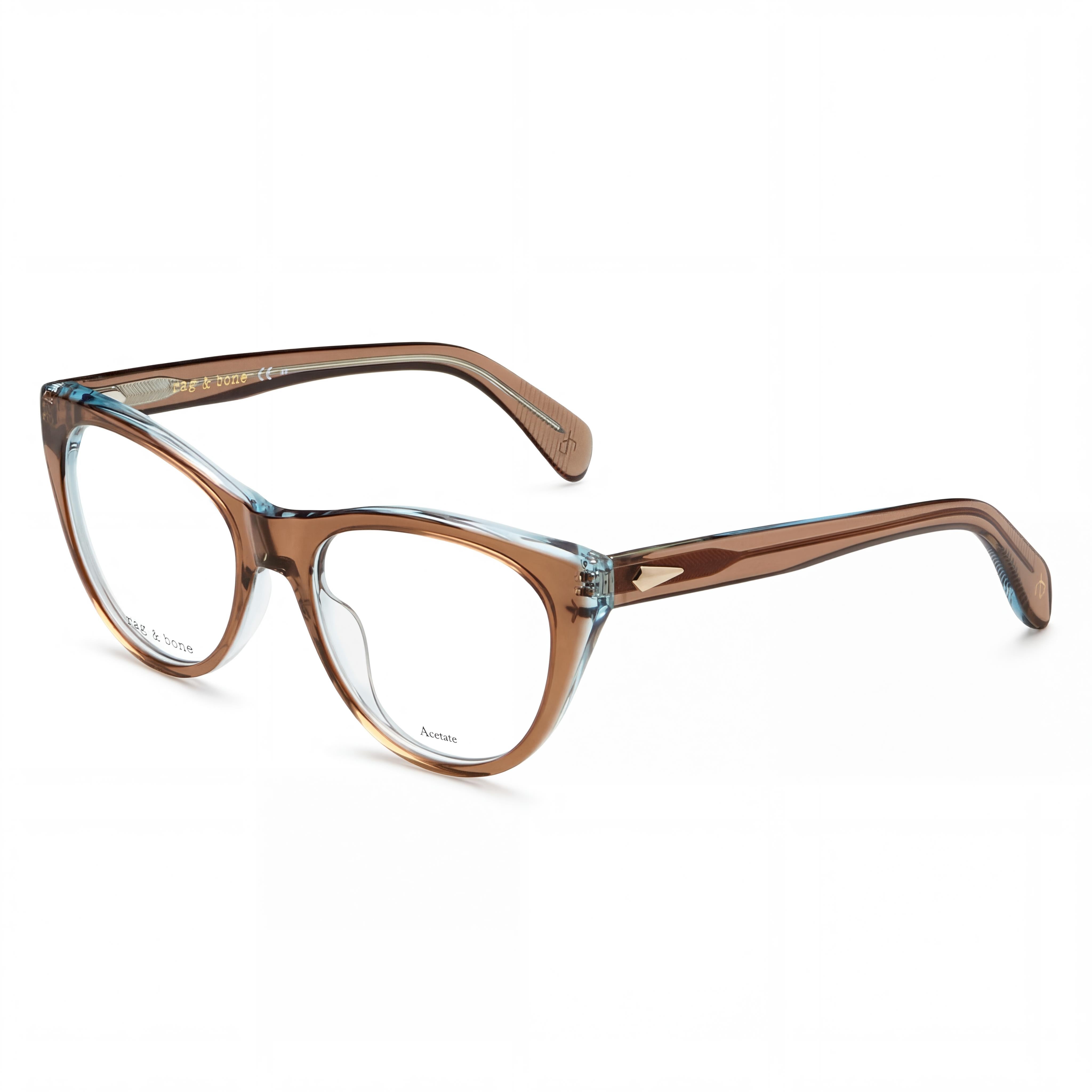 Gafas de sol modernas para mujer Rag & Bone con montura de acetato marrón y lentes marrones sin polarizar, 51 mm, Photo 1