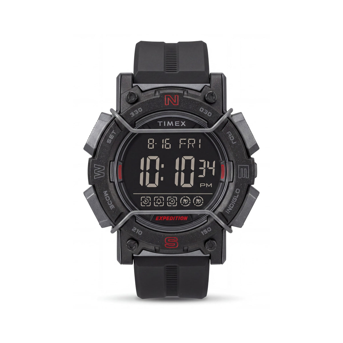 Reloj Timex Cronógrafo Digital para Hombre, de Resina Negra, Caja de 47 mm, Pantalla Negativa, Indiglo, Sumergible 100 m, Photo 1