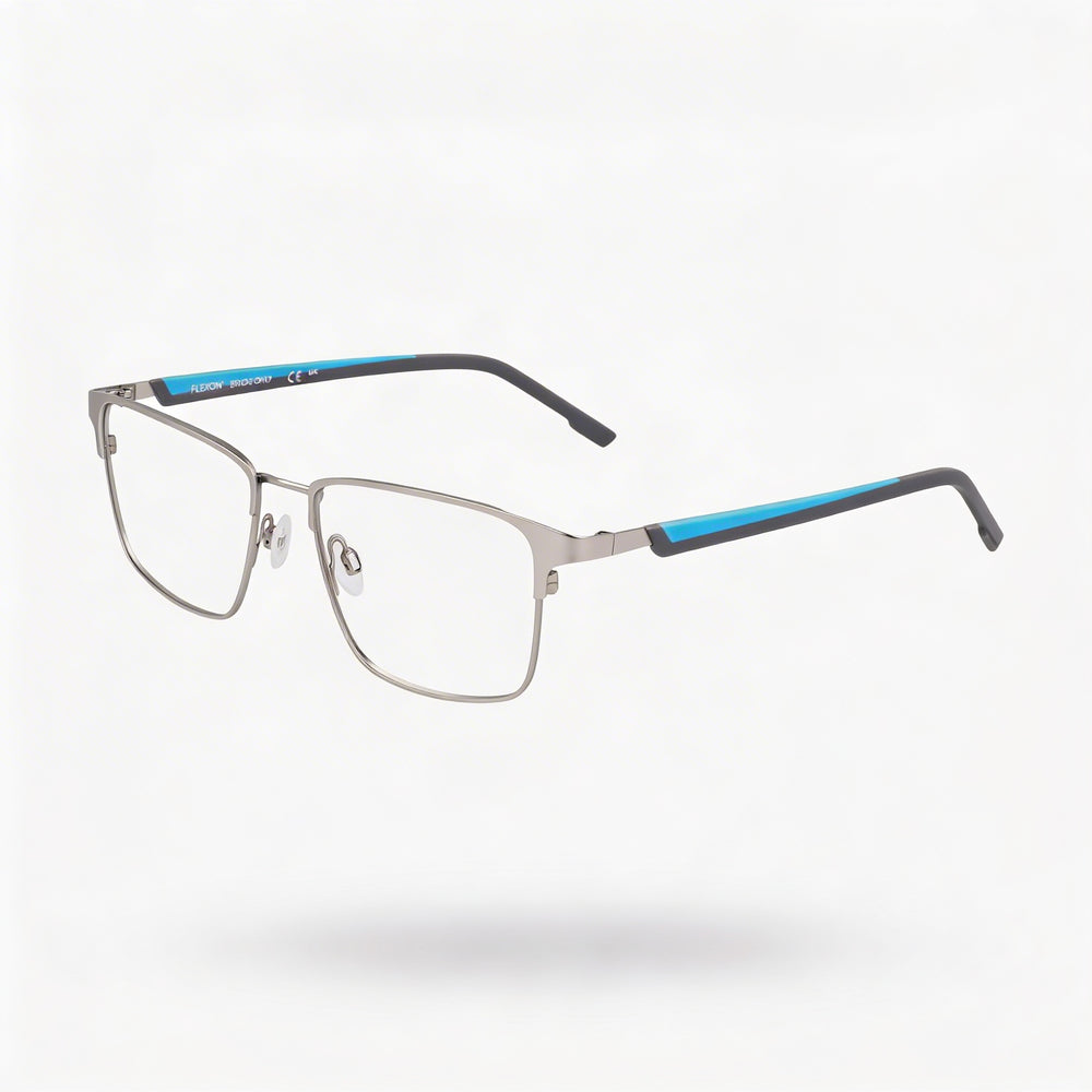 Gafas Flexon E1154 de Acetato para Hombre Satinado Plateado Cerúleo