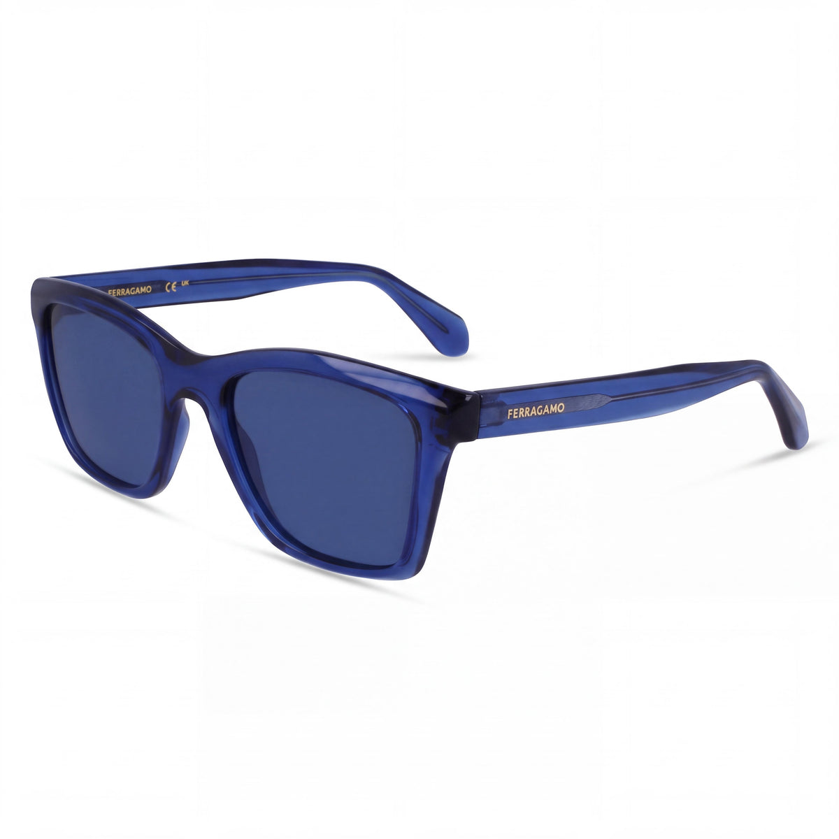 Salvatore Ferragamo Sf2001s Gafas para hombre con montura de plástico azul transparente, 54mm de ancho de lente, Photo 1