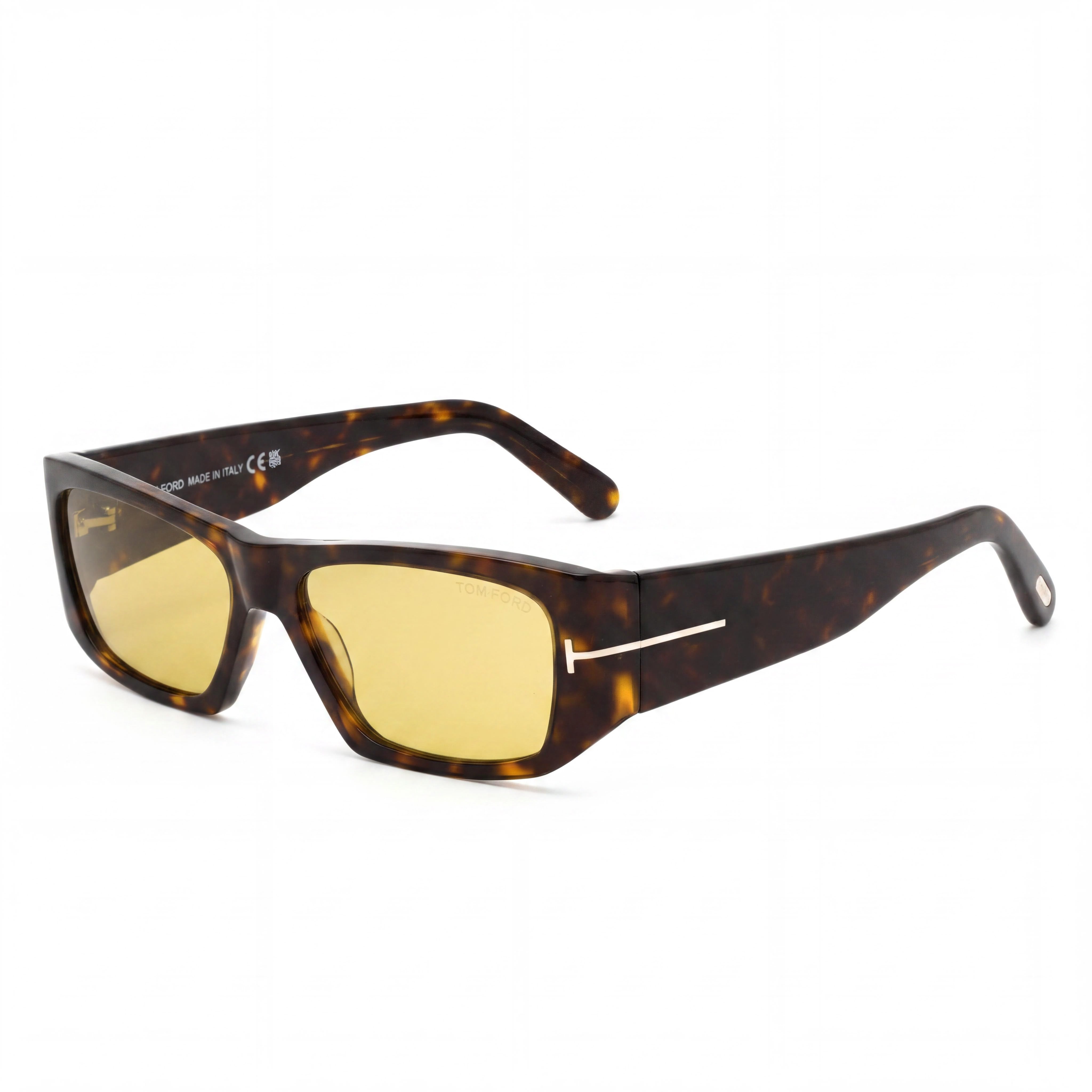 Tom Ford Andres FT0986 Unisex Square Full-Rim Plastic Tortoise Frame Yellow 100% UV Sunglasses 56mm, Photo 1