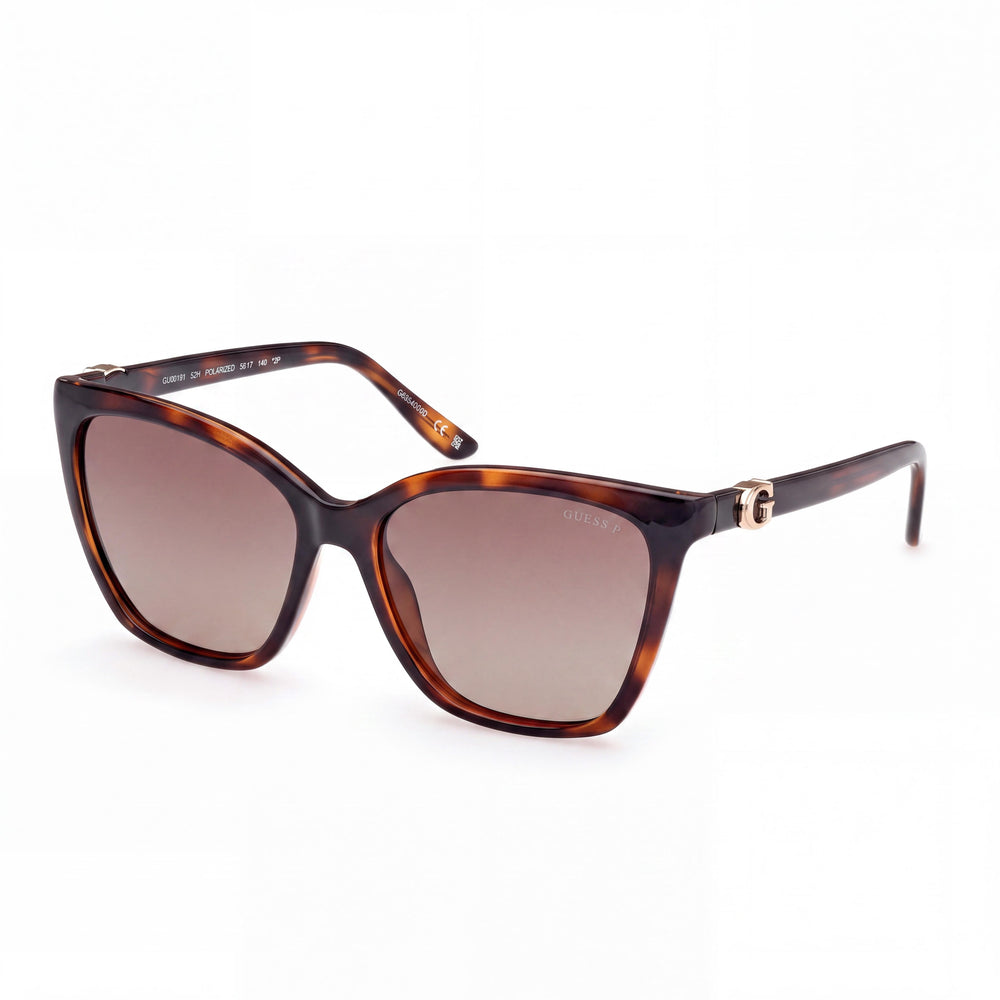 GUESS GU00191 Gafas de sol para mujer con montura inyectada Dark Havana y lentes de acetato de celulosa marrón de 56 mm, 100 % protección UV