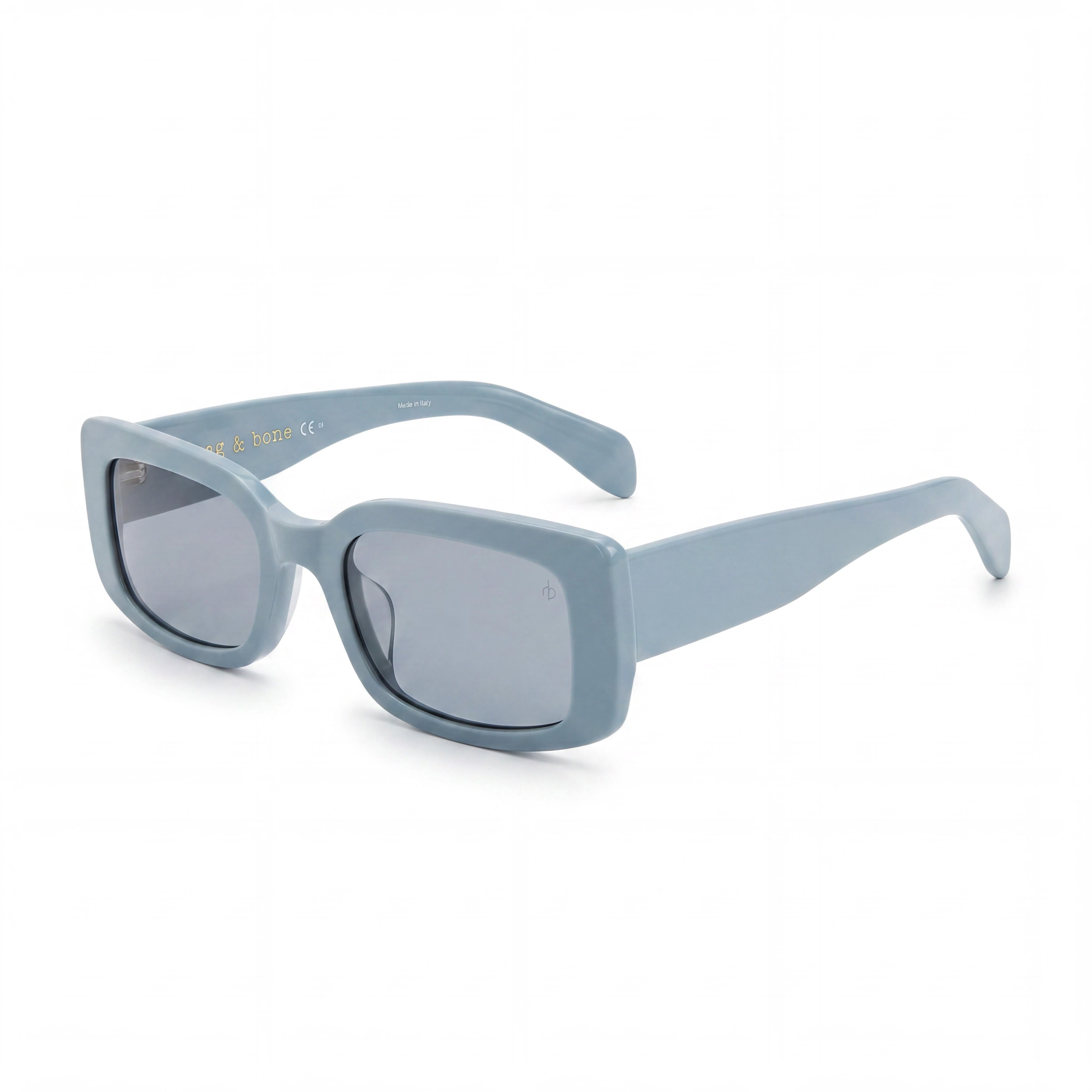 Gafas de sol Rag & Bone Classic para mujer, con montura rectangular estrecha y gruesa de plástico azul y protección UV, 52 mm, Photo 1