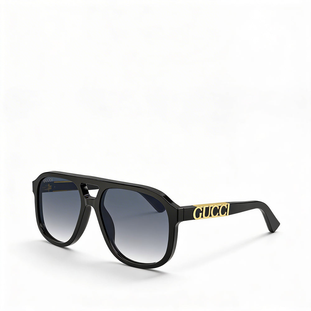 Gucci Gg1188s 002 Unisex Aluminium Frame Prescription-Ready UV Protection Black Gold-logo Grey Lenses 58mm