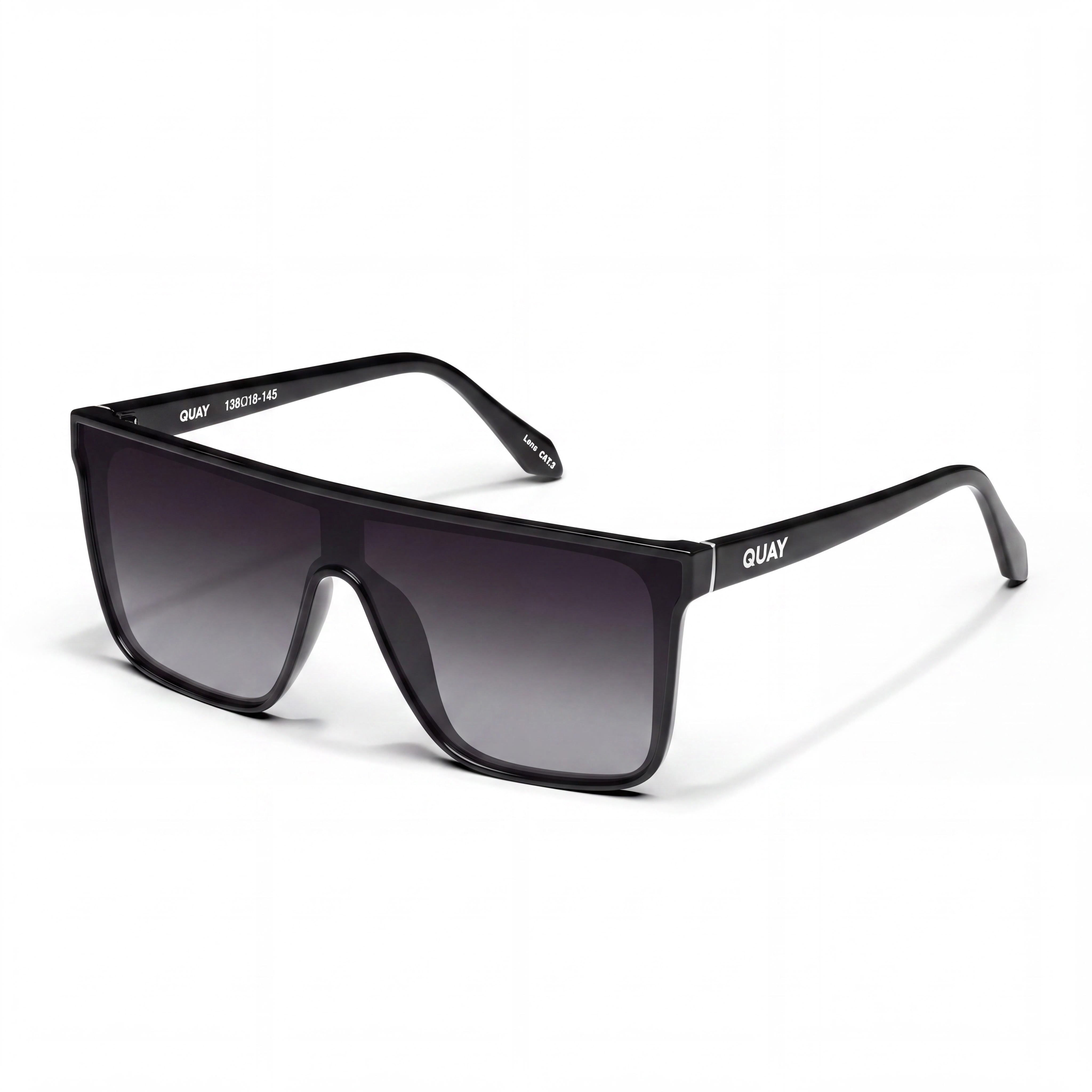QUAY AUSTRALIA Nightfall Medium Unisex Oversized Polarized UV Protection Sunglasses Black Smoke, Photo 1