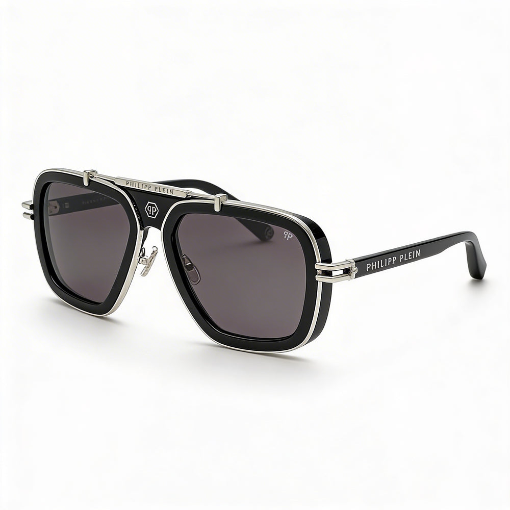 Philipp Plein Spp109m Men's Multi-coloured Metal Sunglasses with Smoke Non-Polarized Lenses 57mm