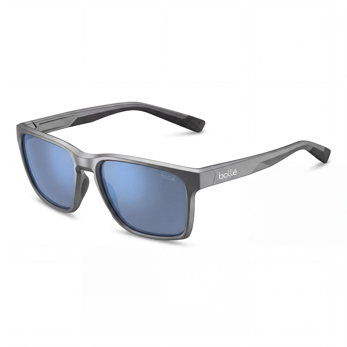 bollé Reverence Unisex Black Rectangular Polycarbonate Frame Sky Blue Polarized Lenses 57mm Sunglasses, Photo 1