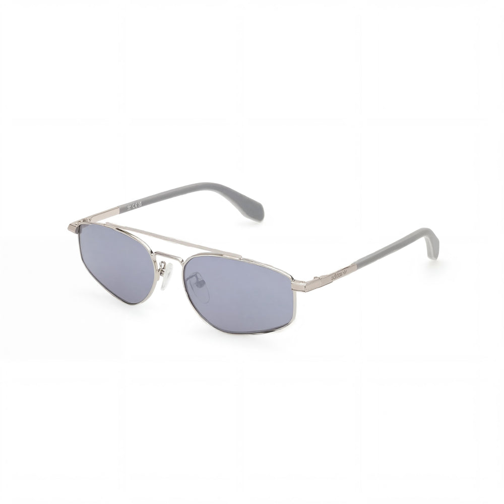Adidas Unisex Metal Frame Sunglasses, Shiny Palladium Frame, Smoke Mirror Lens, 100% UV Protection 55-17-140