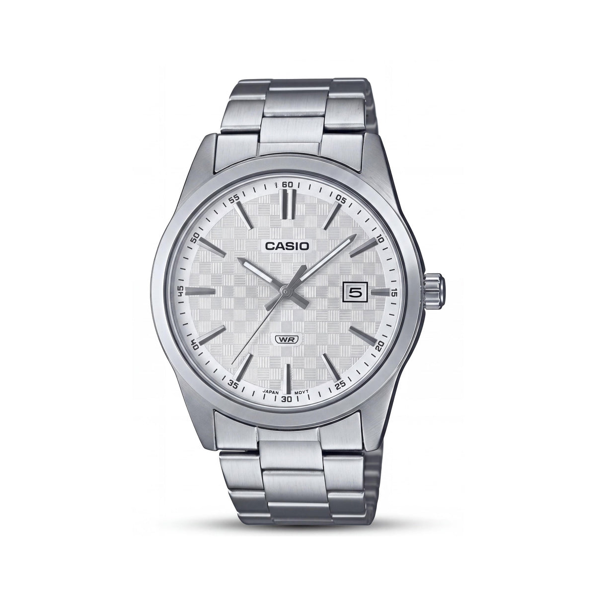 Casio MTP-VD02B-1EUDF Unisex Stainless Steel Glow In The Dark Quartz Watch 41mm Silver White Splash Resistant, Photo 1