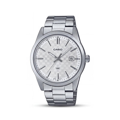 Casio MTP-VD02B-1EUDF Unisex Stainless Steel Glow In The Dark Quartz Watch 41mm Silver White Splash Resistant