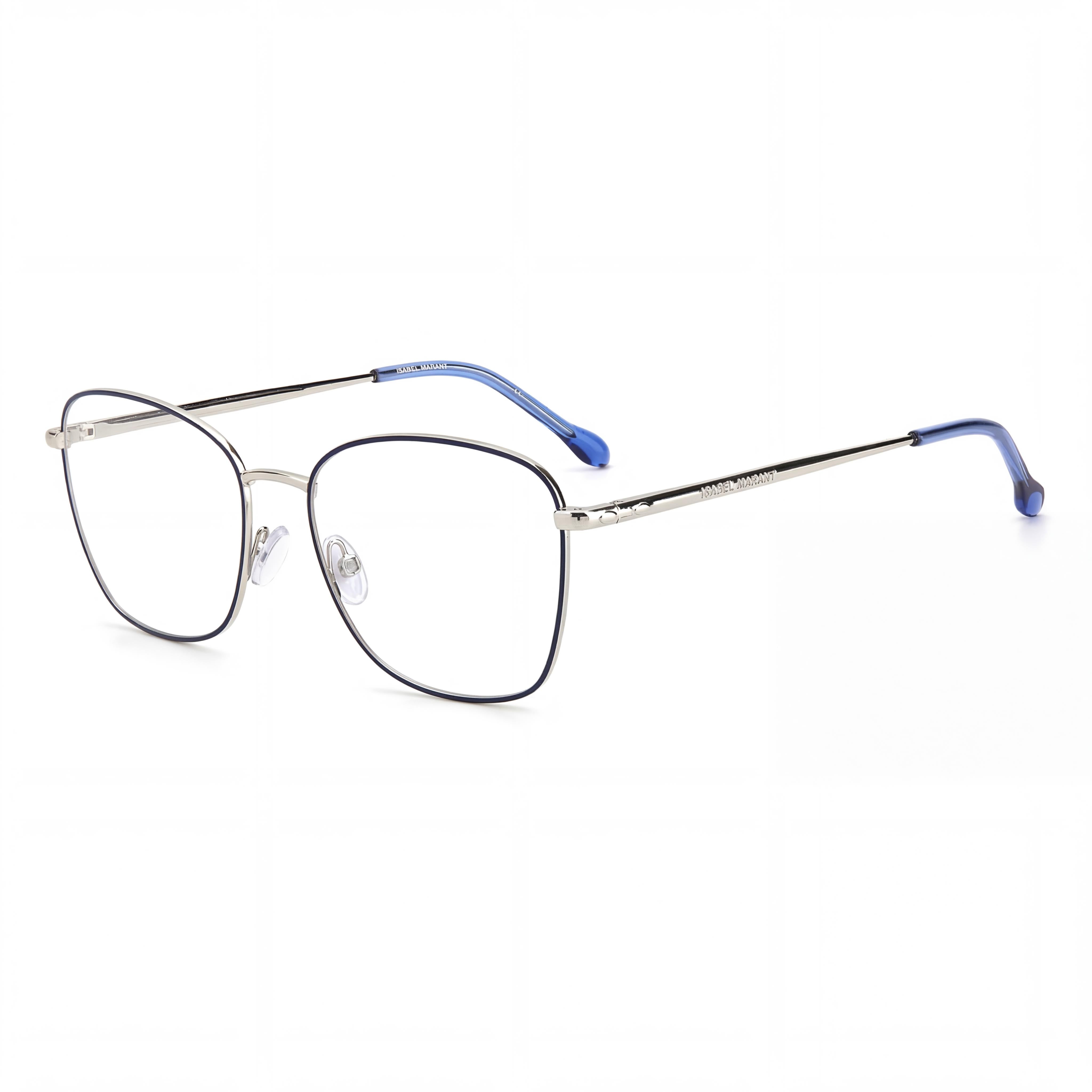 Isabel Marant Modern Unisex Eyewear, featuring an Alloy Steel Frame in Blue Silver, 54mm Lens Width, Photo 1