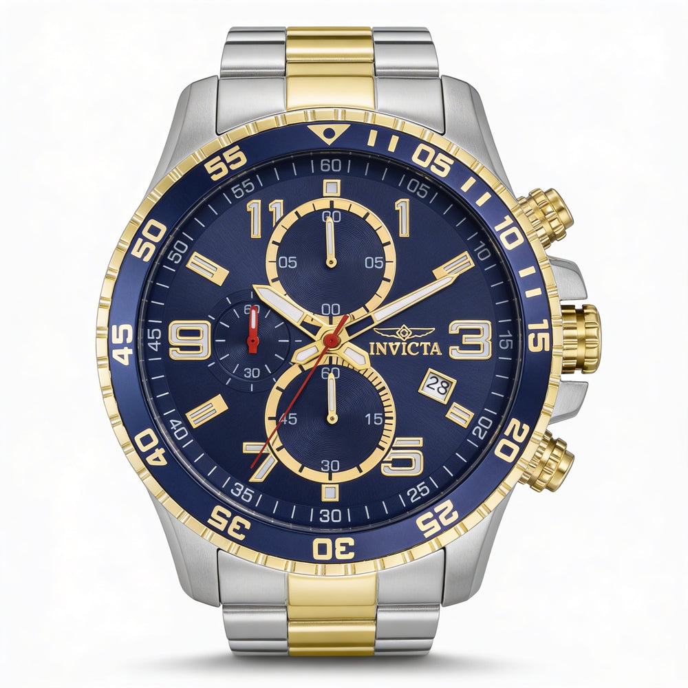 Invicta Specialty 36984 Unisex Chronograph Quartz Watch, 45mm Stainless Steel, Silver, Blue Dial