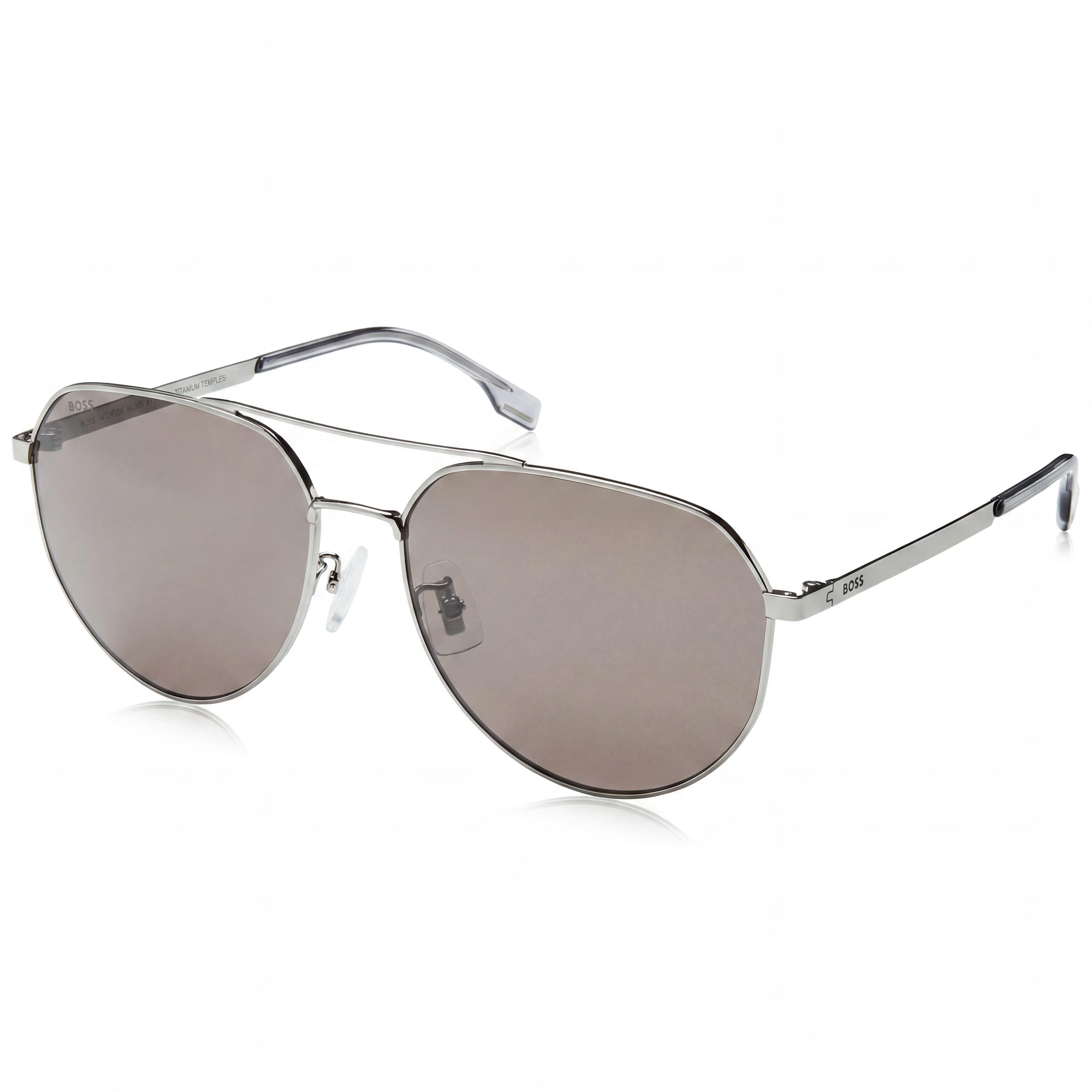 Gafas de sol de piloto unisex Hugo Boss Tech & Innovation de acero inoxidable con rutenio y protección UV, 61 mm, Photo 1