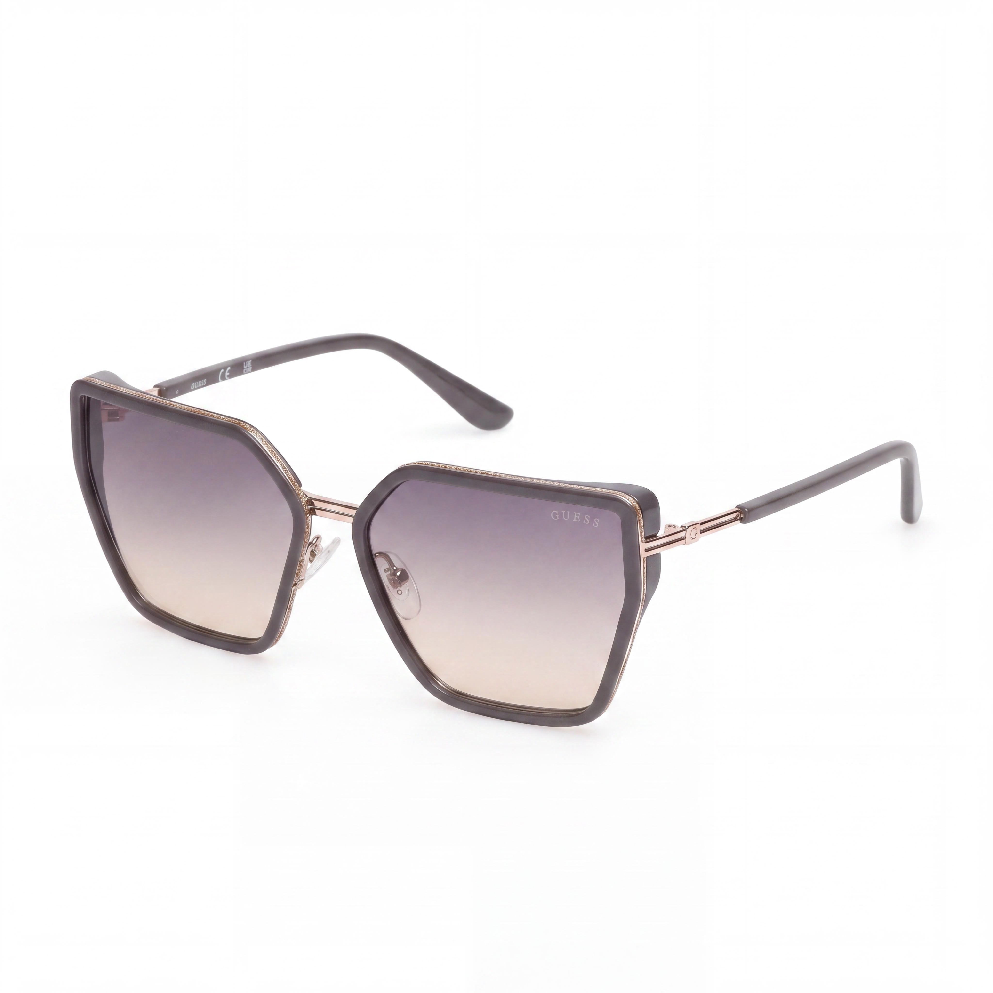 GUESS Injected Sun Glasses Women's Plastic Polarized UV Protection Glossy Black Gradient Smoke Frame Gradient Smoke Grey Lens 60mm, Photo 1