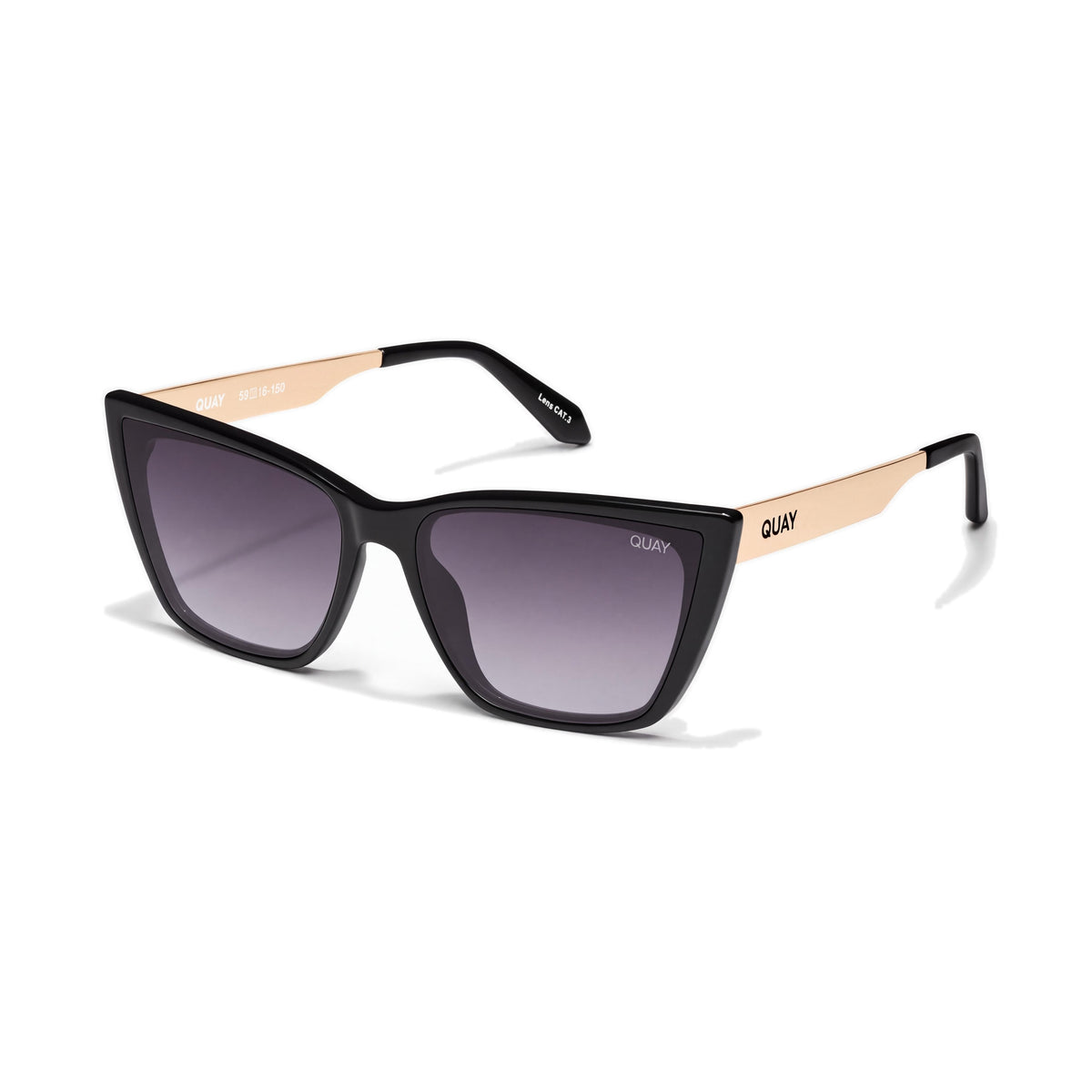 QUAY AUSTRALIA Call the Shots Remixed NO-NS-1972 Women's Black Smoke Non-Polarized Smoke UV Protection Sunglasses 145mm, Photo 1