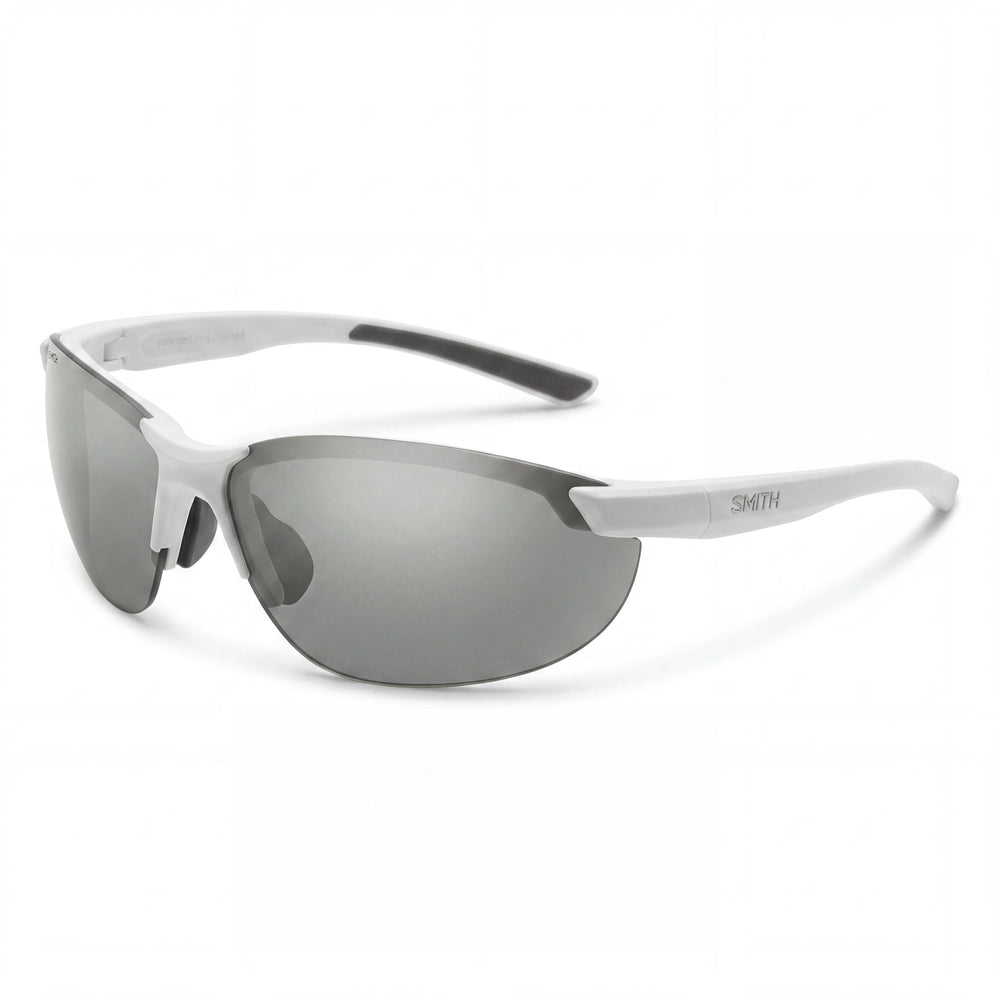 SMITH Parallel 2 Carbonic Polarized Sunglasses, Matte White Polyamide, Platinum Mirror Lenses, Unisex 71mm UV Protected