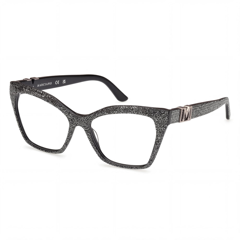 GUESS by Marciano Classic Women's Shiny Black Plastic Frame with Multicolor Polycarbonate Lenses Eyewear 55-16-145
