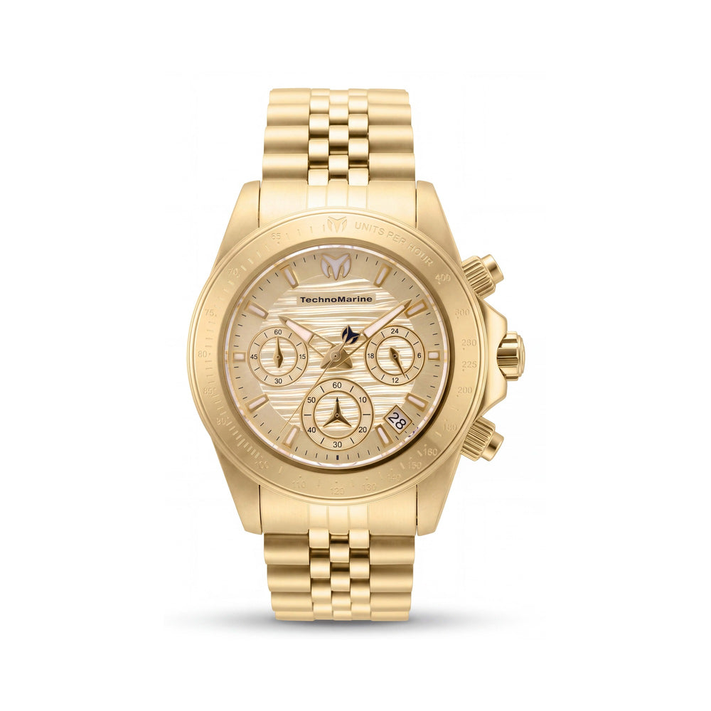 Technomarine Manta TM-219029 Reloj cronógrafo de cuarzo de acero inoxidable dorado para mujer 20 ATM 38mm