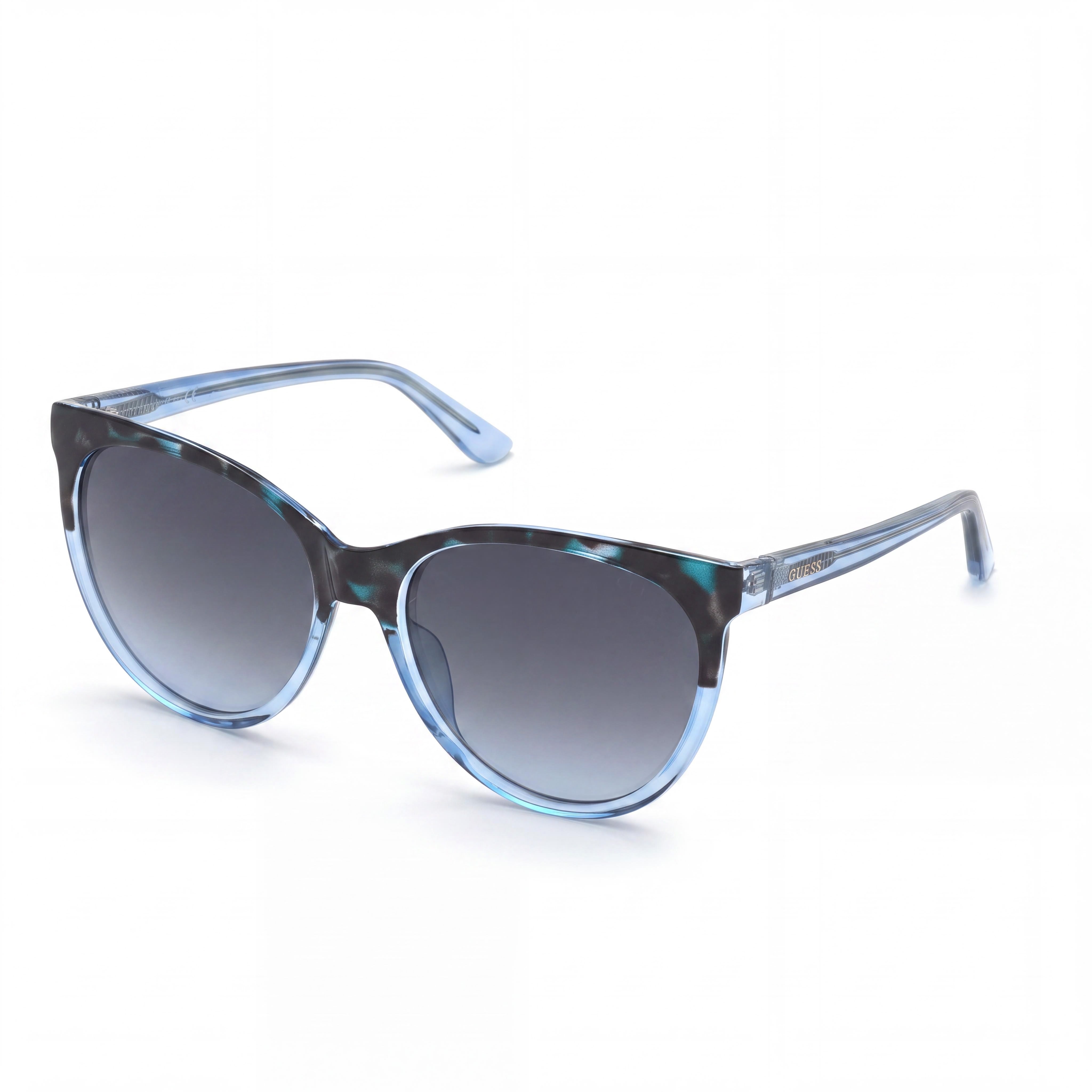 GUESS Round GU777892W58 Unisex Plastic Blue Frame Gradient Blue Lens UV Protection Sunglasses 58mm, Photo 1