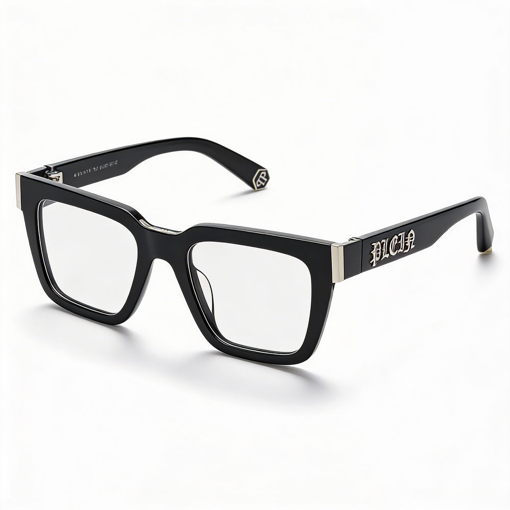 Philipp Plein Vpp112m Men's Shiny Black Optical Frames with Clear Demo Lenses, Prescription Ready 51-20-145