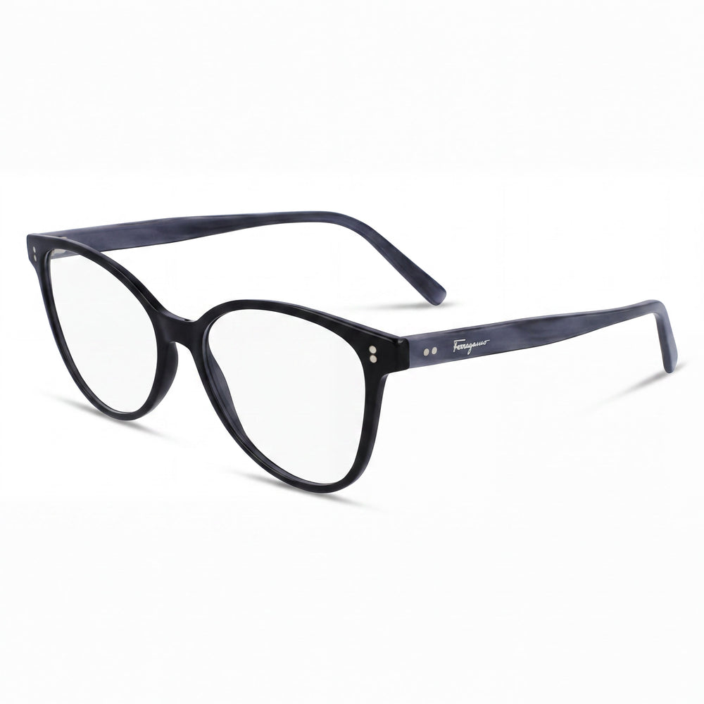 Salvatore Ferragamo SF2948 Women's Modern Cat Eye Full-Rim Plastic Demo Eyeglasses Black/Grey Marble 54mm