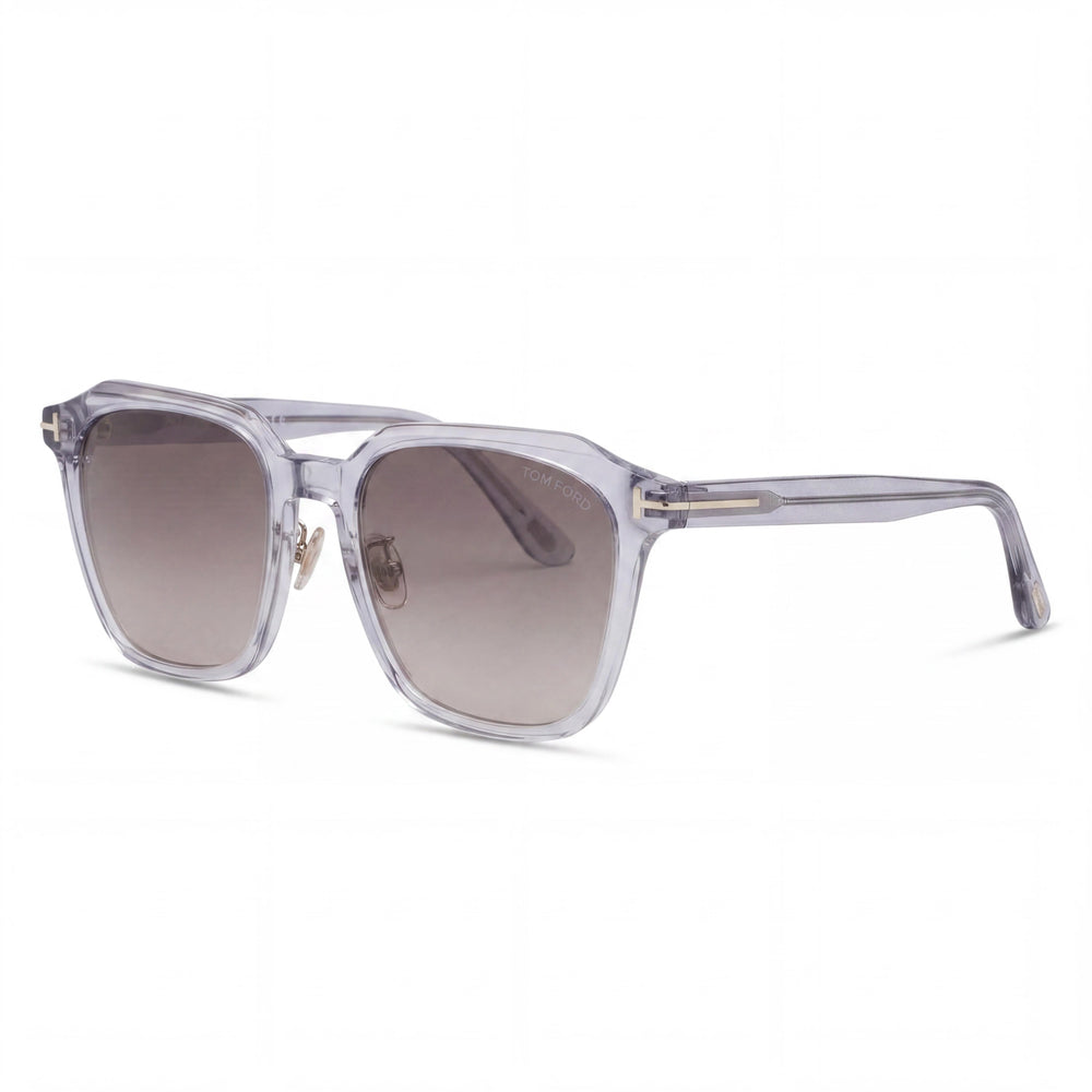 Gafas de sol clásicas unisex Tom Ford con montura de plástico gris transparente, lentes grises, protección UV 100 % (54 mm)