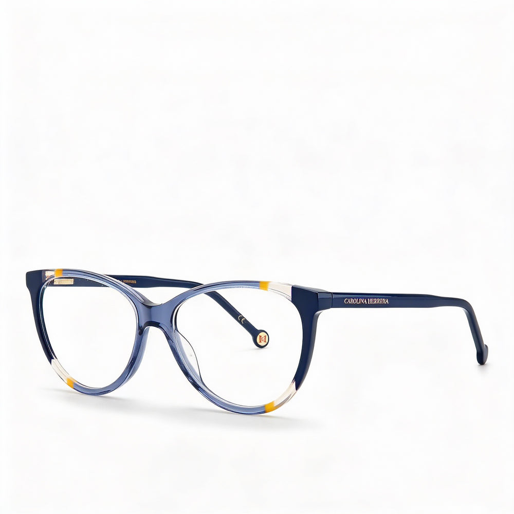 Carolina Herrera CH 0064 Women's Acetate Optical Frame with Tri Acetate Cellulose Lenses & Blue Orange 55mm Glasses