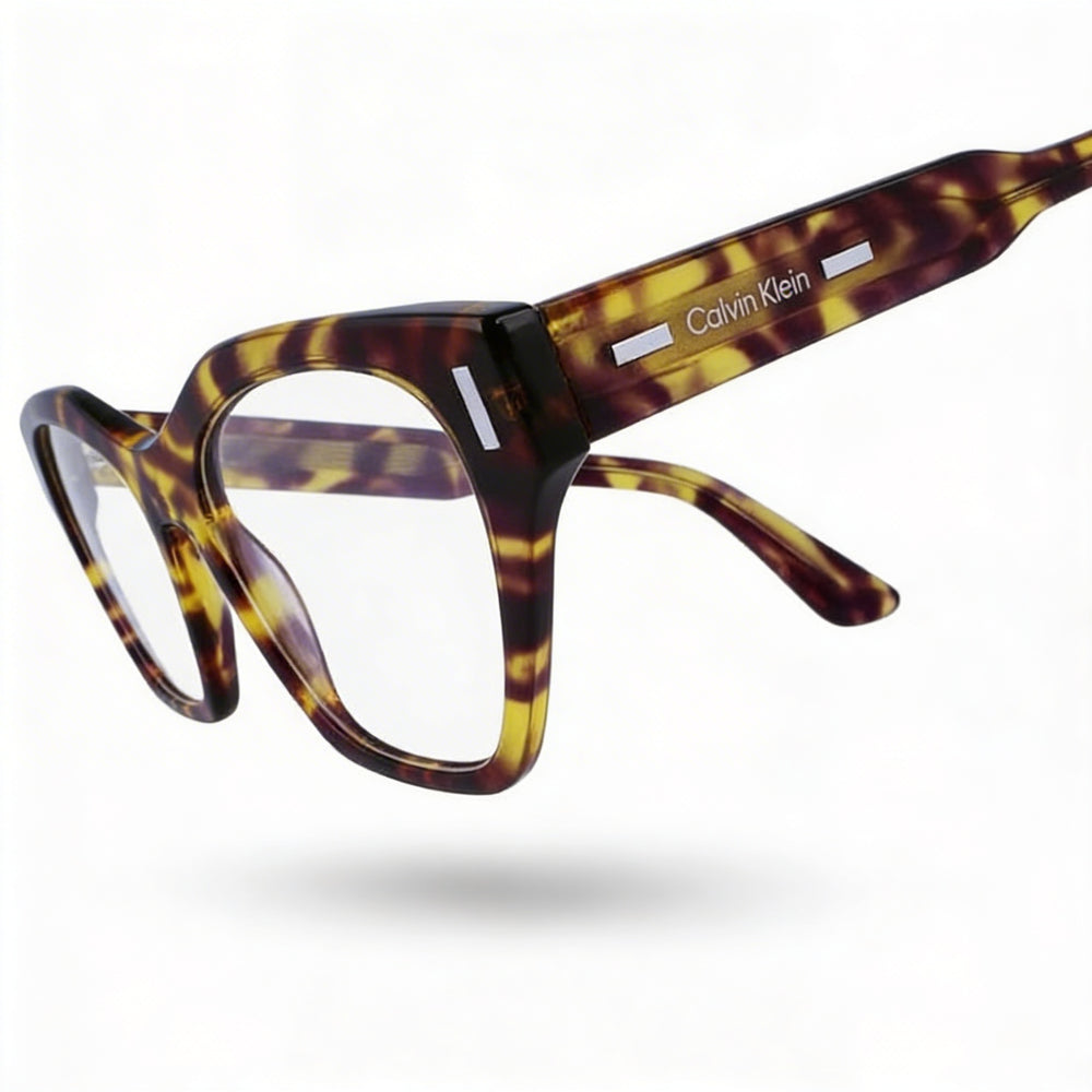 Gafas de sol unisex Calvin Klein CK23518 con montura de acero de aleación, color violeta Havana, 52 mm, con estuche protector